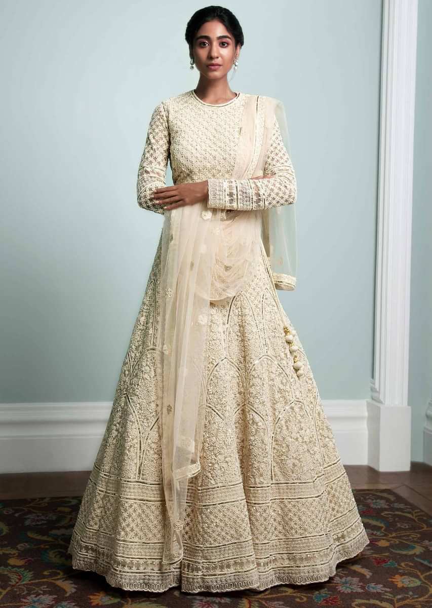 Off white lehenga outlet online