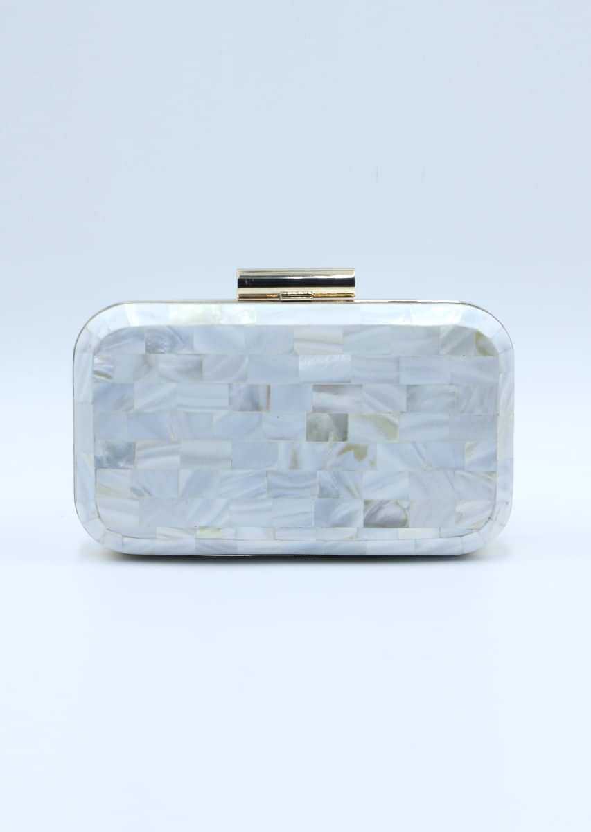 Off white marble stone rectangular clutch box