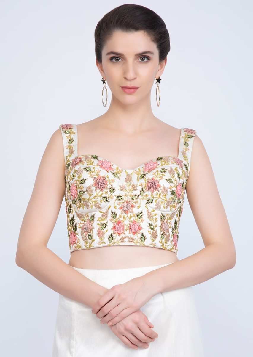 Off White Ready To Wear Saree In Net With Ruffled Hem And Pallu Online - Kalki Fashion