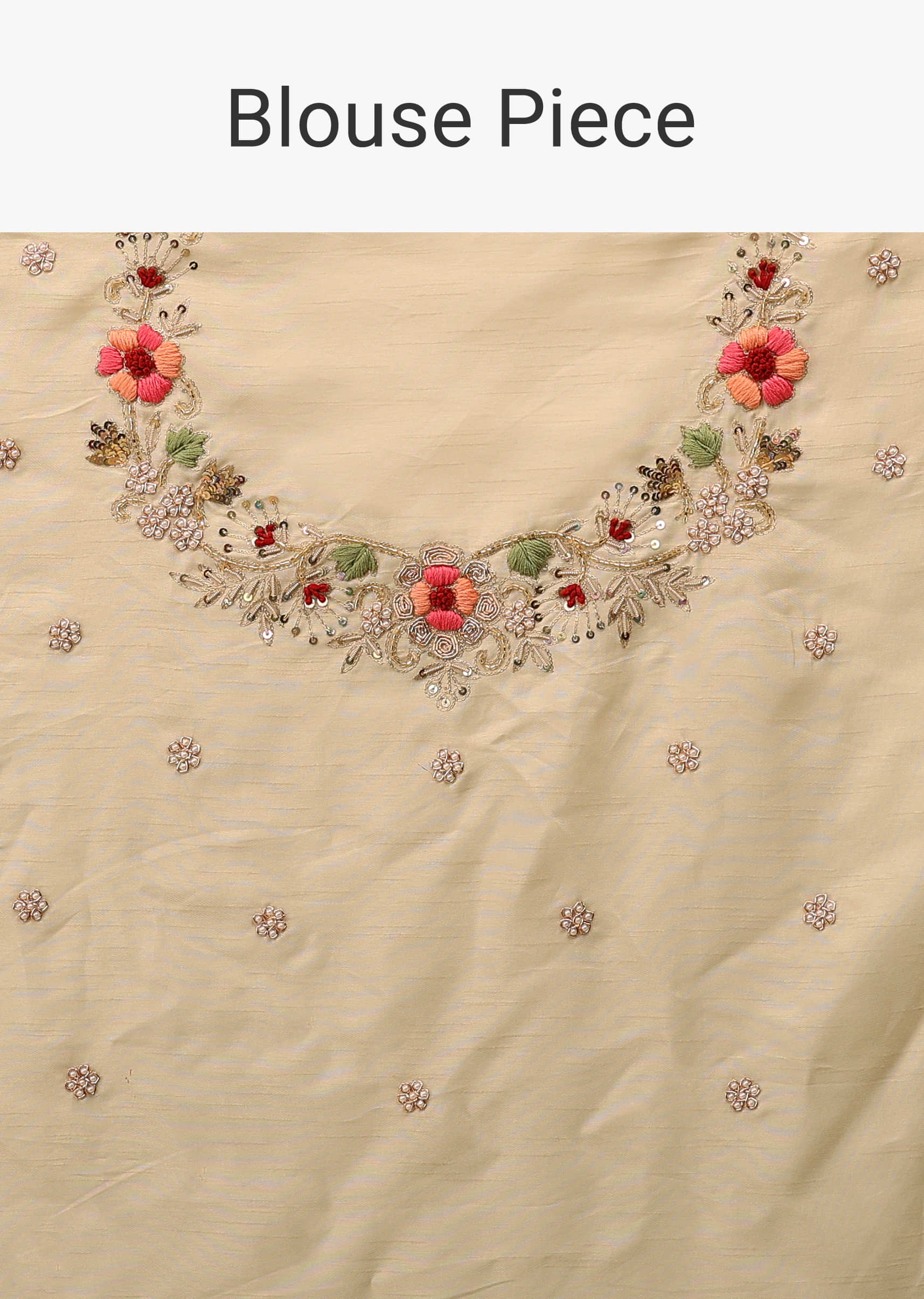 Off-White Shimmer Saree In Pink And Coral Resham Embroidery On The Border, Crafted In Shimmer With Floral Embroidery Buttis