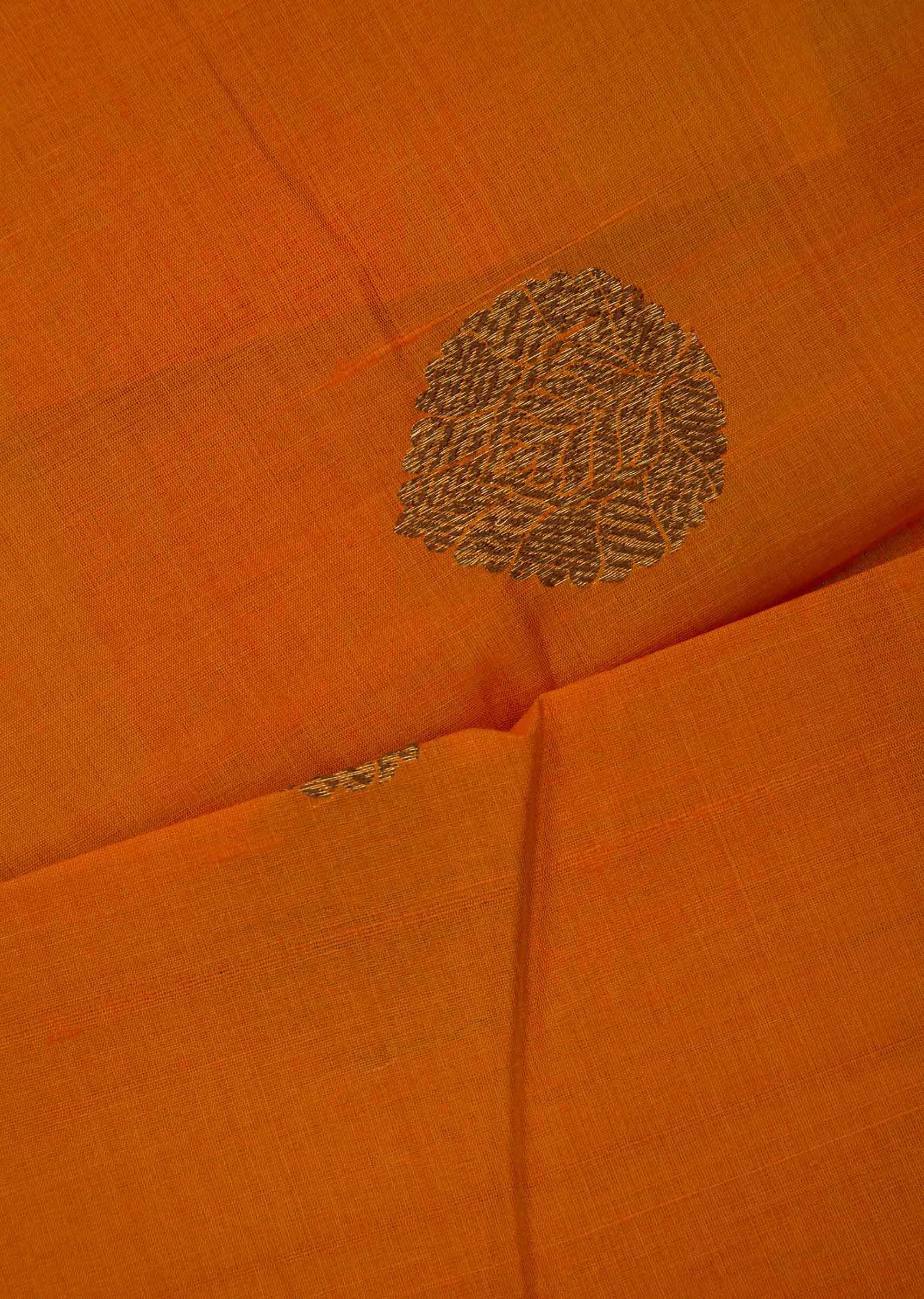 Orange tussar silk weaved saree