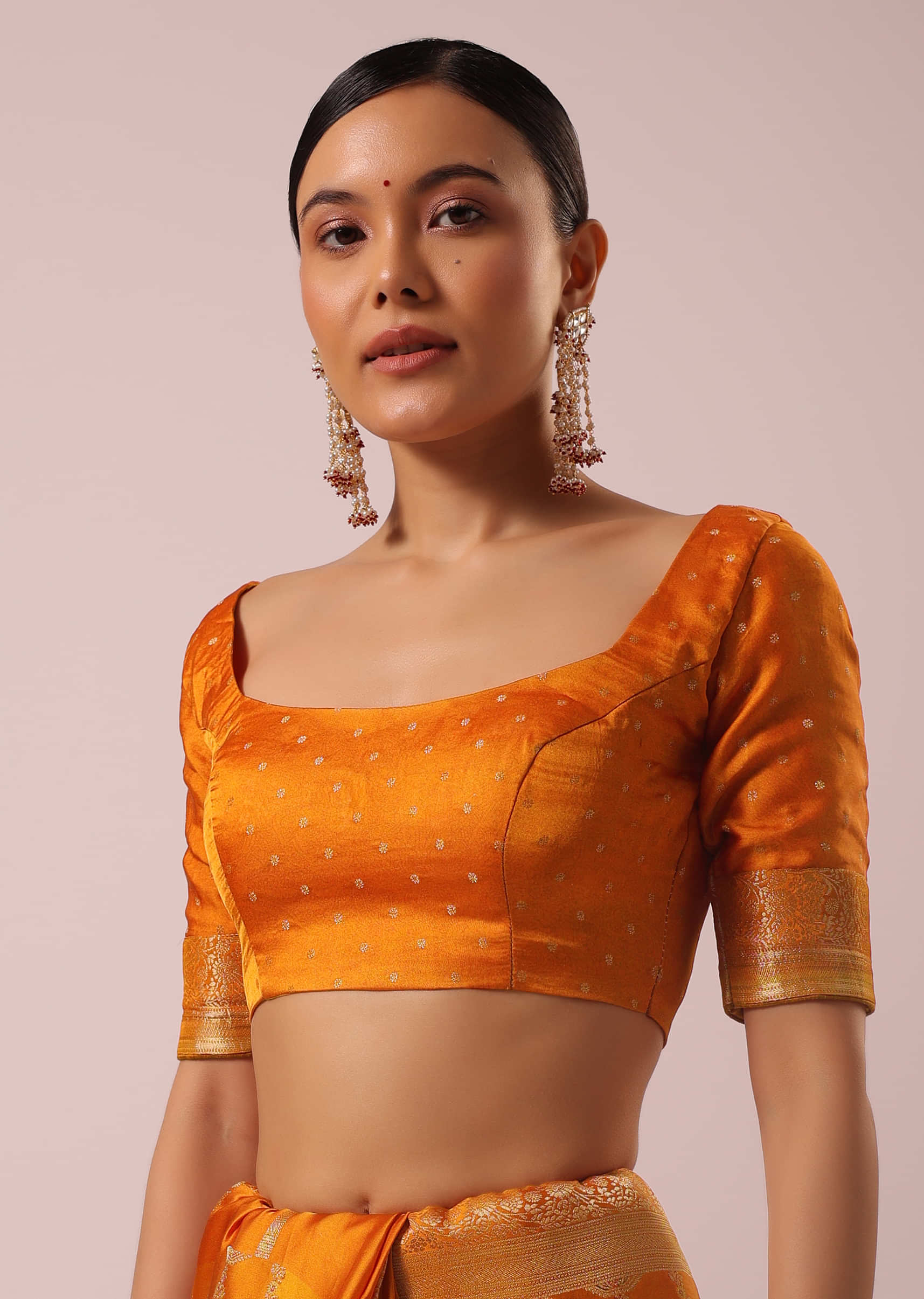 Buy Orange Brocade Weave Rangkat Saree Kalki Fashion India