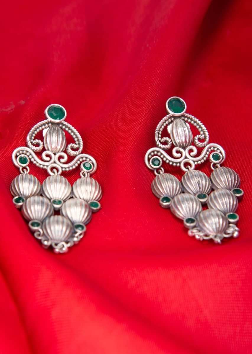 Oxidized silver coated earring in bunch of grape shape only on kalki