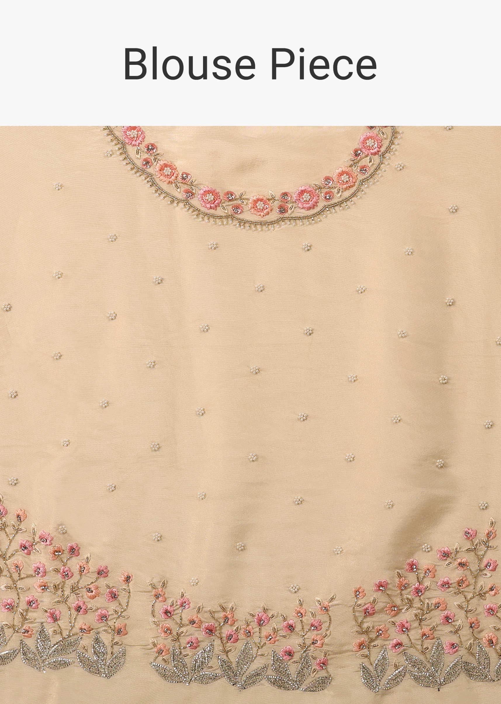 Cream White Saree In Glass Tissue Fabric And Gotta Resham Embroidery With Cut Dana, Moti & Sequins