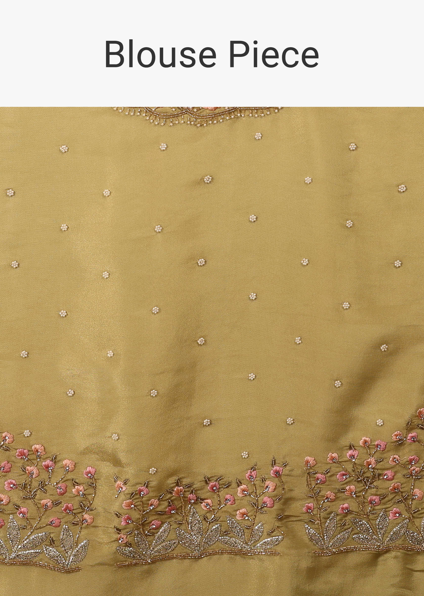 Grass Green Saree In Glass Tissue Fabric And Gotta Resham Embroidery With Cut Dana, Moti & Sequins
