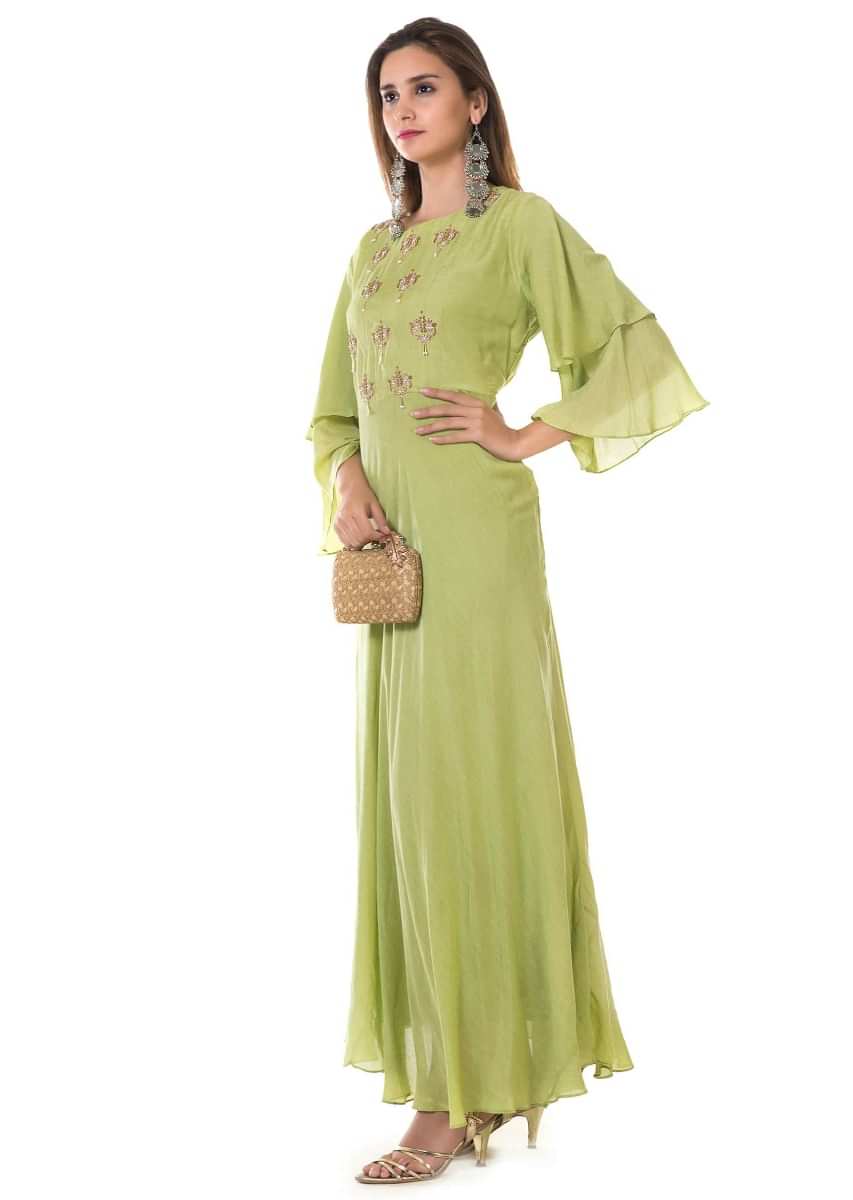 Parrot green sale dress online