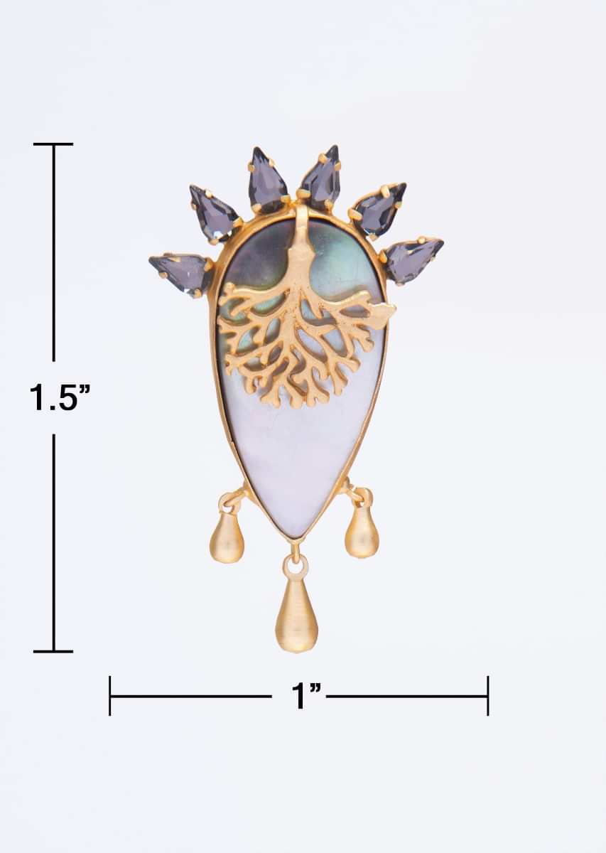 Party Wear Cluster Earring With Acrylic Base Stone Highlight Online - Kalki Fashion