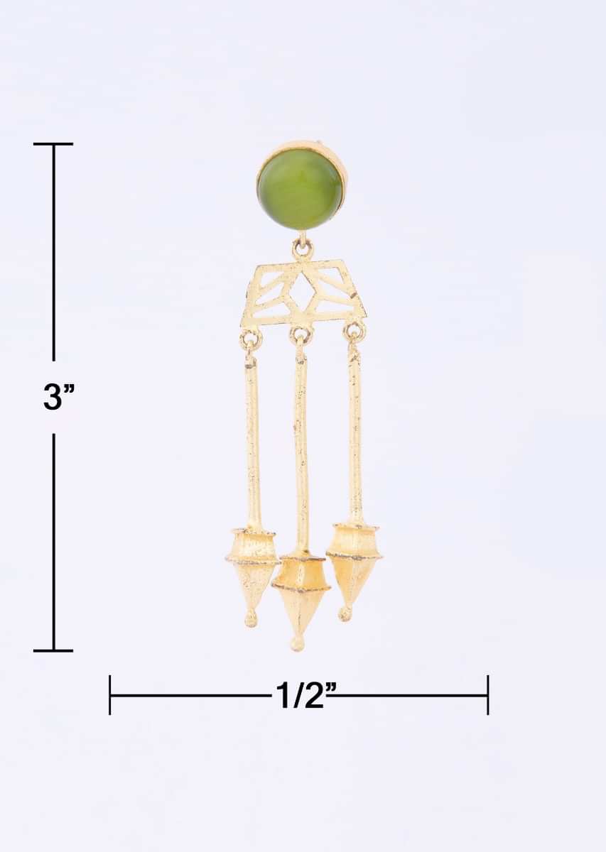 Party wear trendy green dangle earring with gold platting only on Kalki