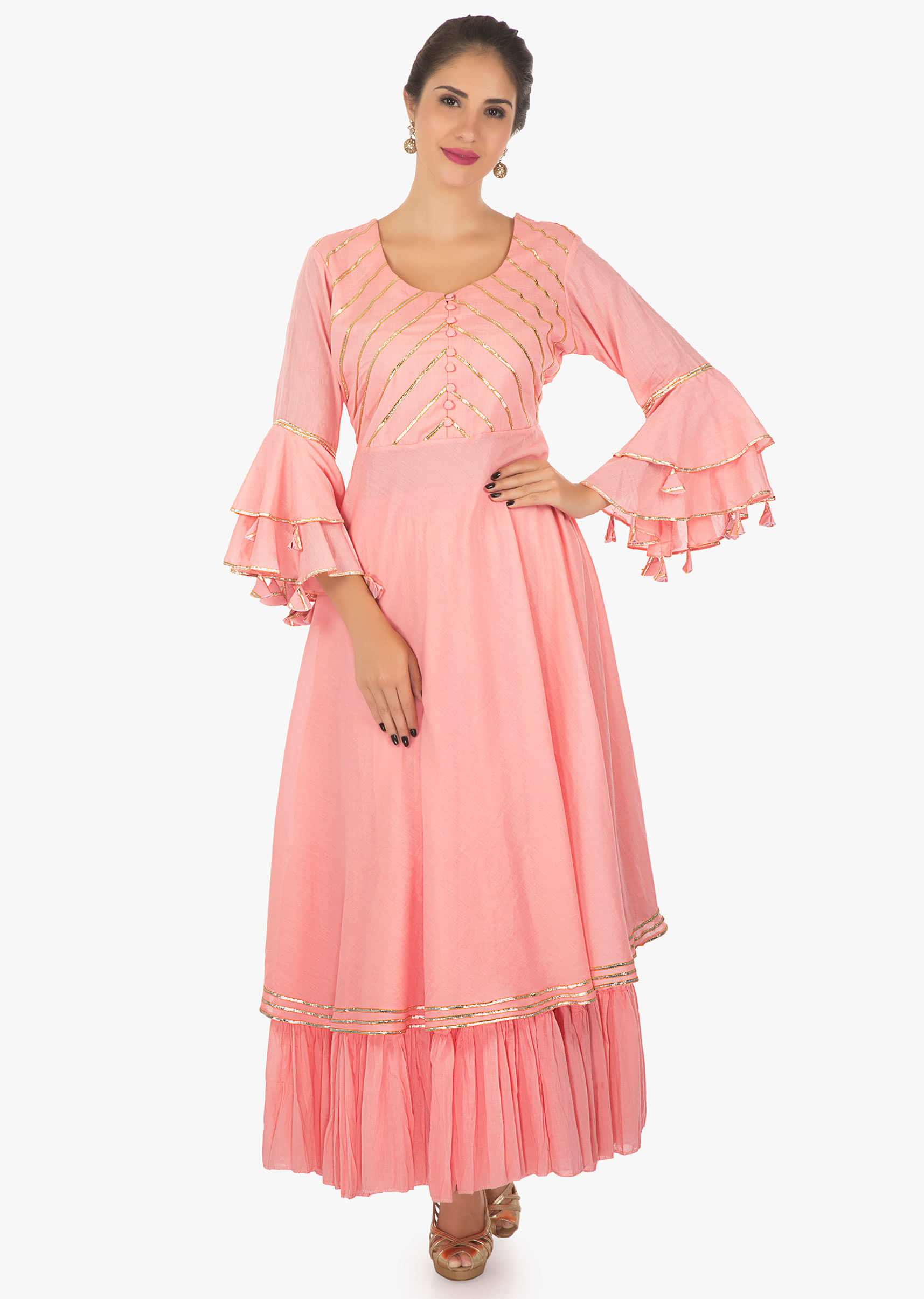 Peach kurti  matched with peach cotton   skirt only on kalki