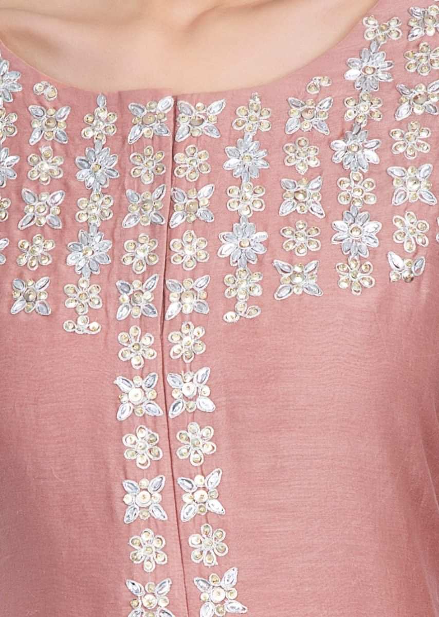 Peach Sharara Paired With Fancy Suit Featured In Cotton Silk And Net Online - Kalki Fashion