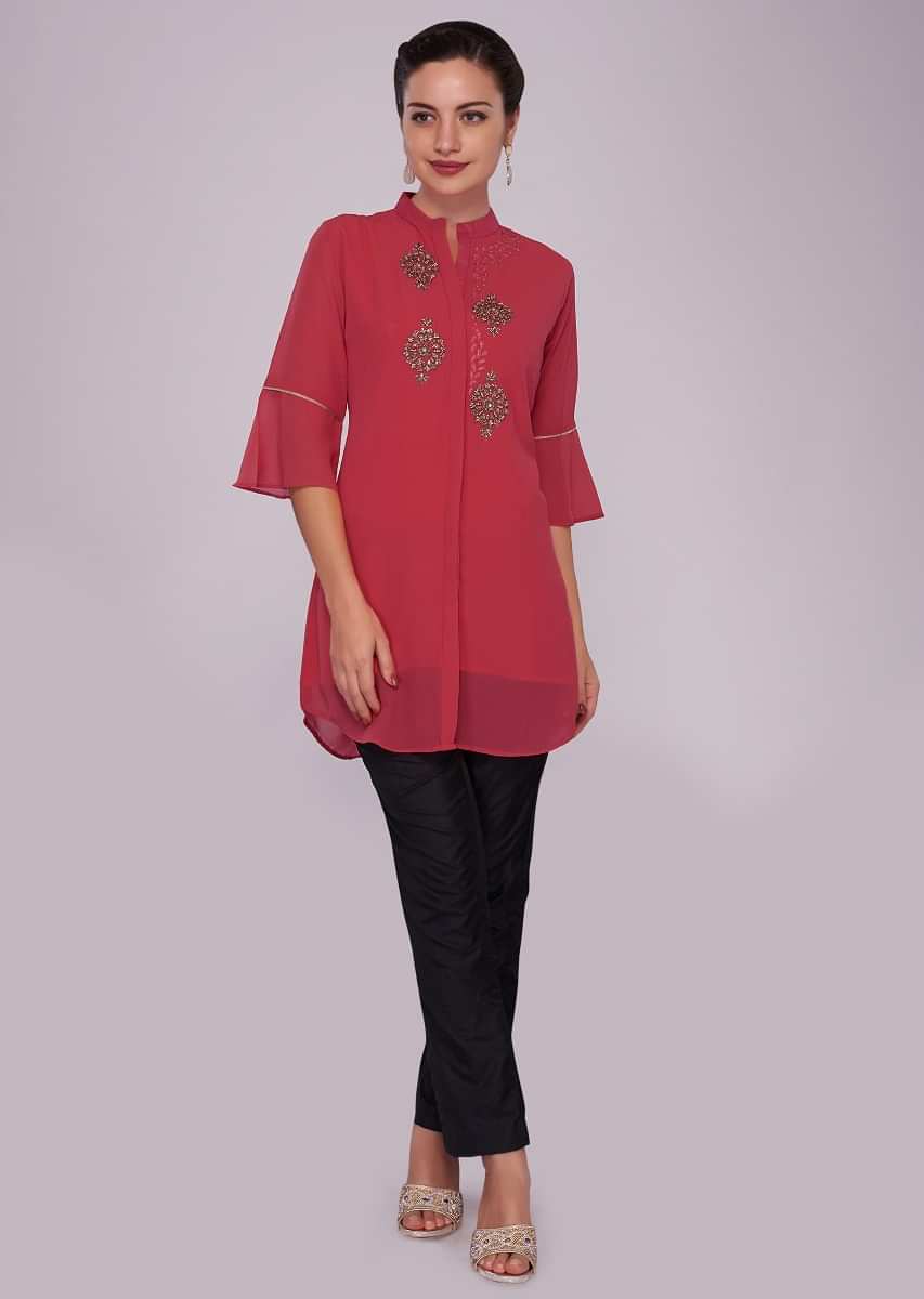Buy Buttercup Short Kurti With Embellished Dhoti Pants And Dupatta by  Designer PUNIT BALANA Online at Ogaancom