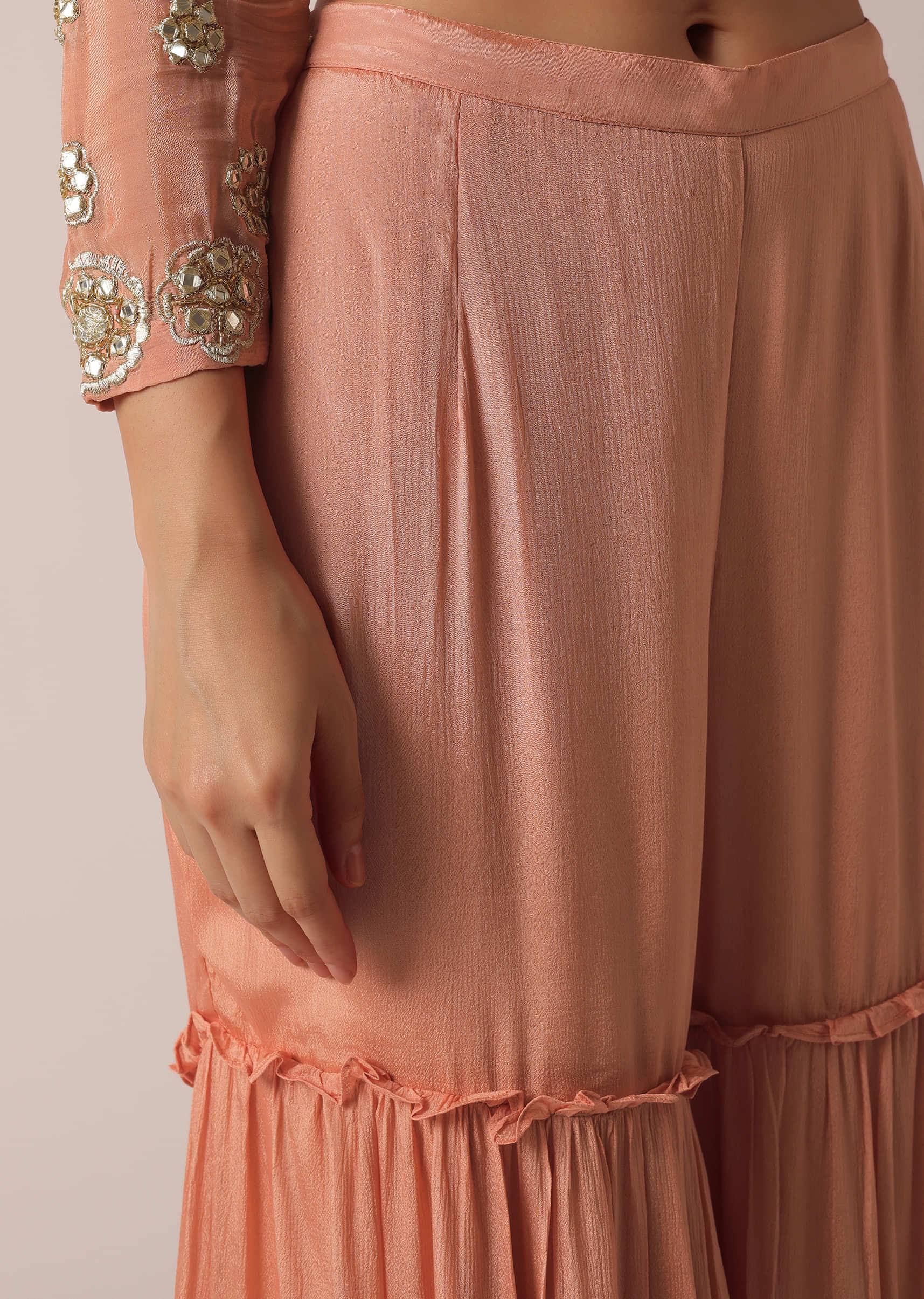 Peach Embellished Kurta With Cigarette Pants at Rs 799/piece, Surat