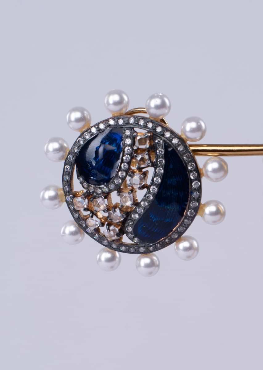 Persian blue round shield style cluster earring only on Kalki
