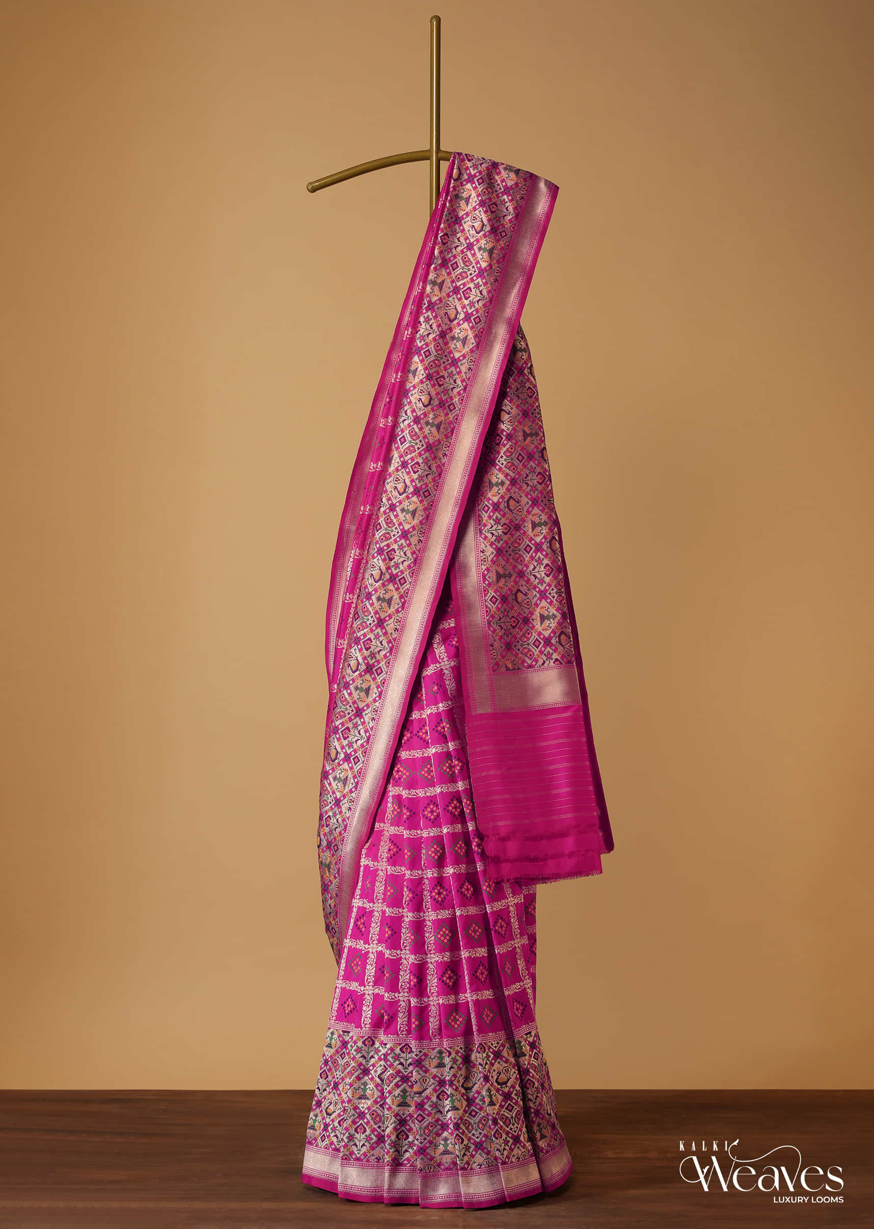 Buy BANARASI PATOLA Pink With Silver Zari Weaved Banarasi Silk