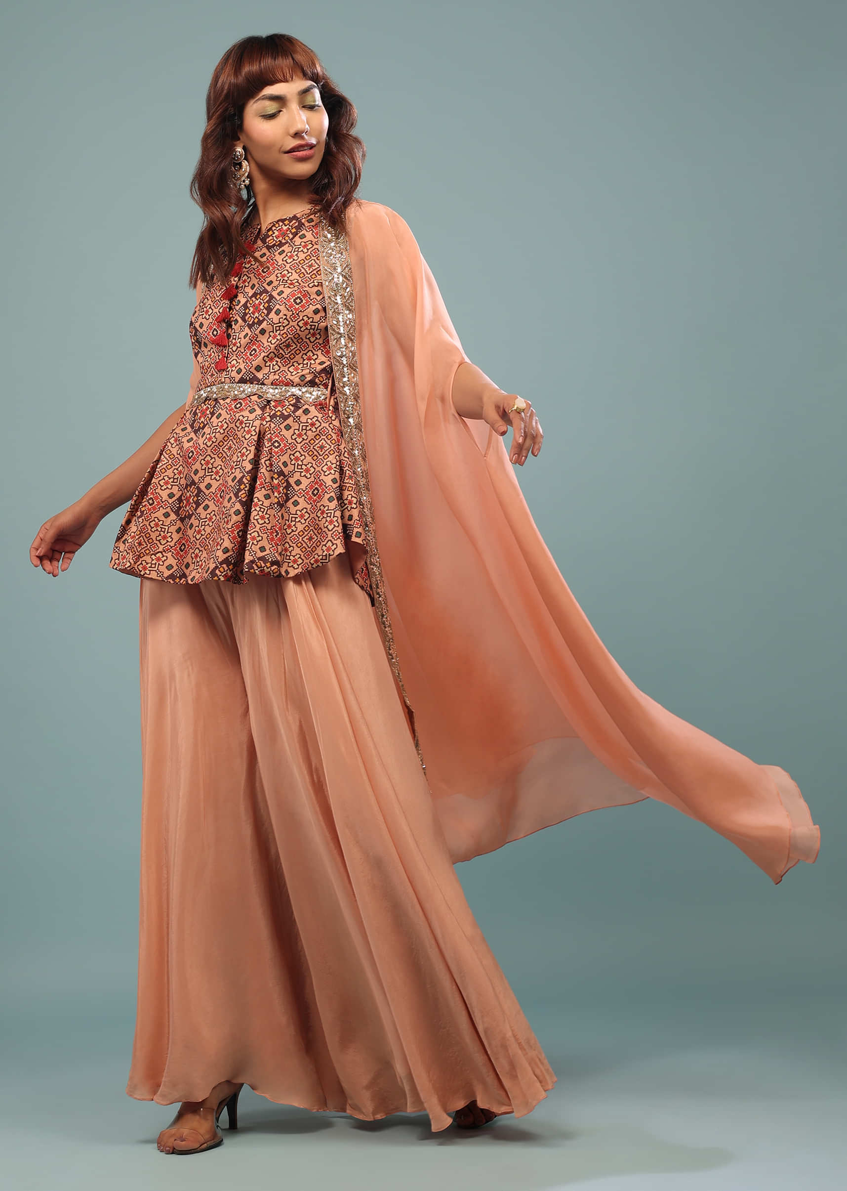 Buy Onion Pink Suit With A Mirror Embroidered Front Slit Kurti And Straight  Cut Pants KALKI Fashion India