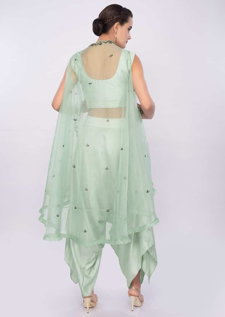 Pista Green Three Piece Dhoti Set Online - Kalki Fashion