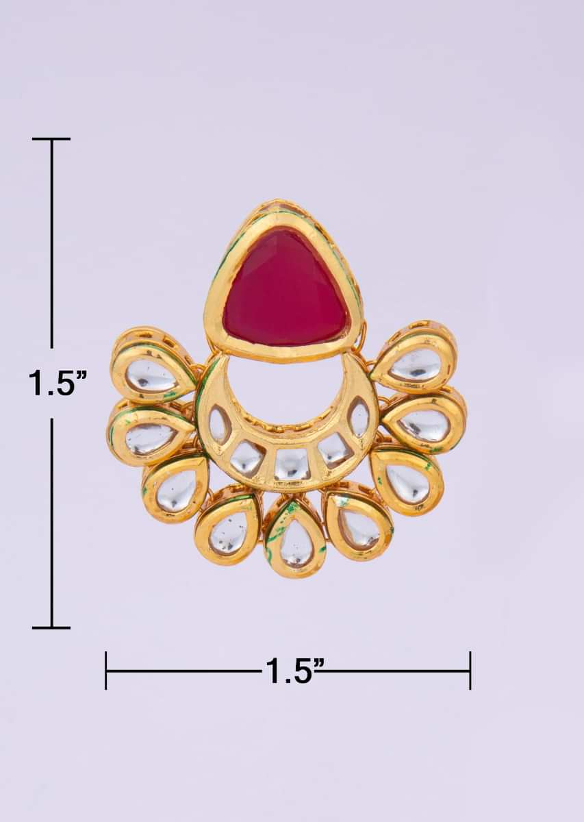 Polki Kundan chandbali earring with pink stone only on kalki