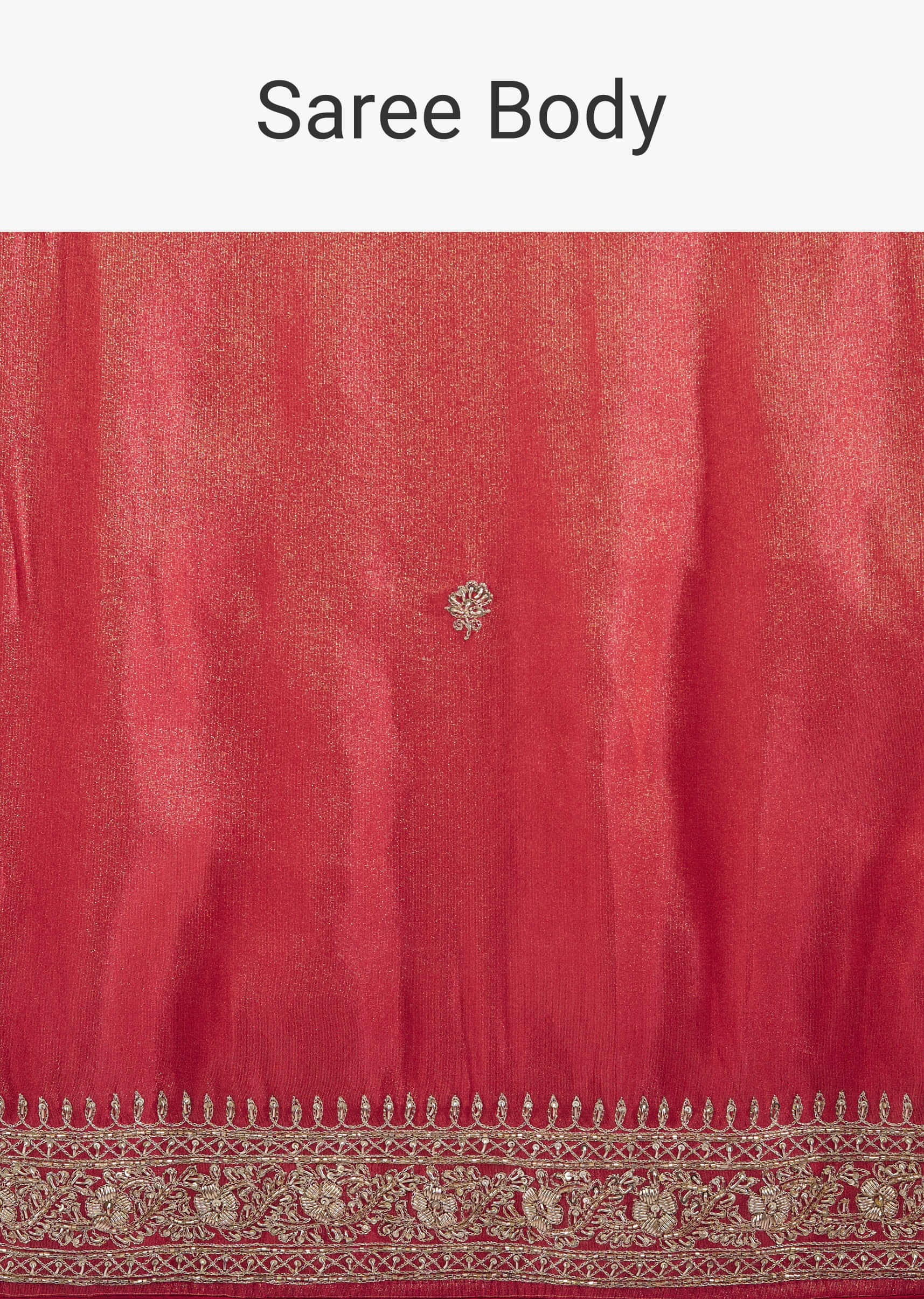 Valentine Red Embroidered Glass Tissue Saree