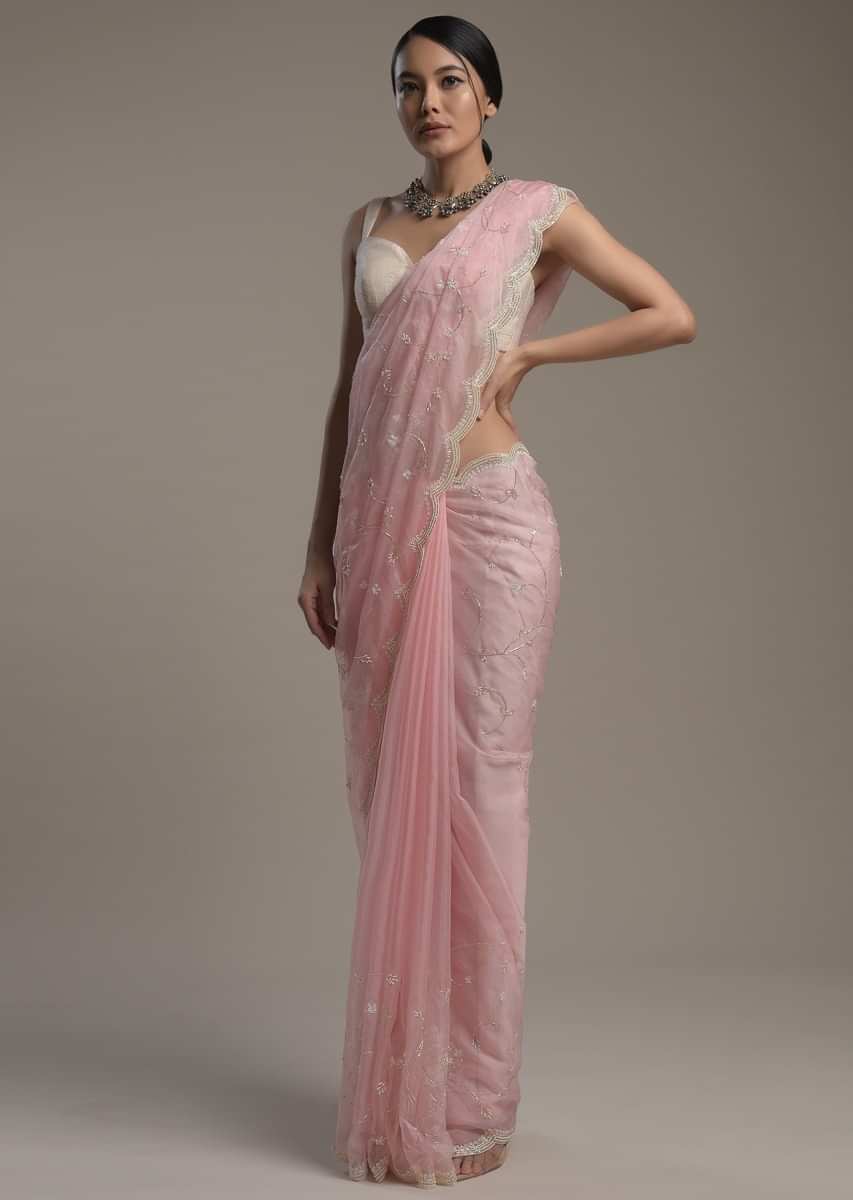 Contrast Blouse for Pink Saree | Pink Saree Blouse Designs | Pink saree  blouse, Saree wearing styles, Stylish sarees