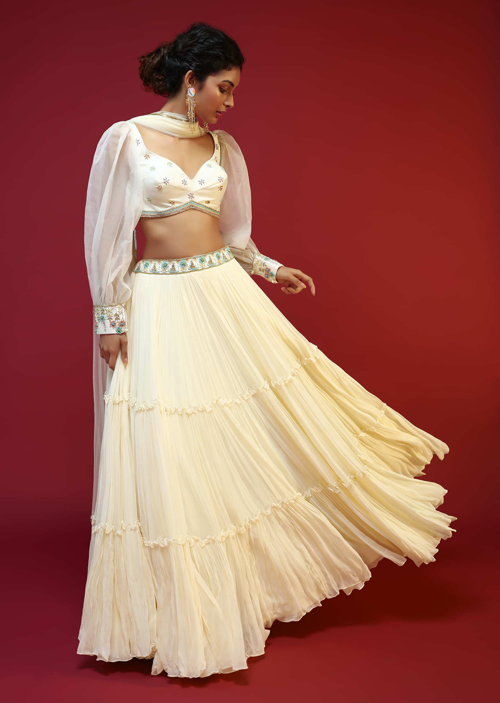 White Color Wedding Wear Designer Georgette Lehenga Choli Set