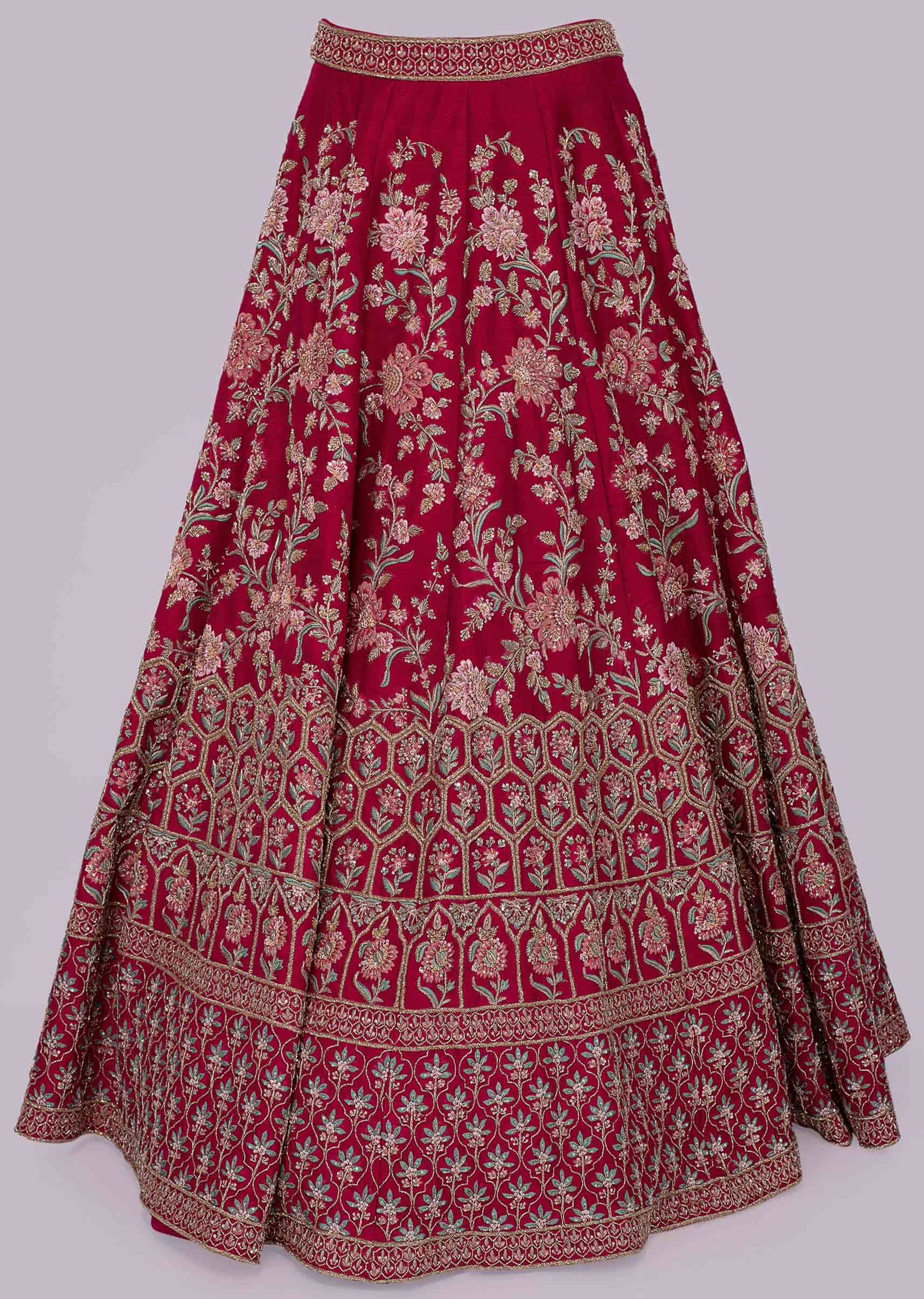 Disha Patani in Kalki mesmerising pink raw silk lehenga set in multi color resham, ari and zardosi embroidery.