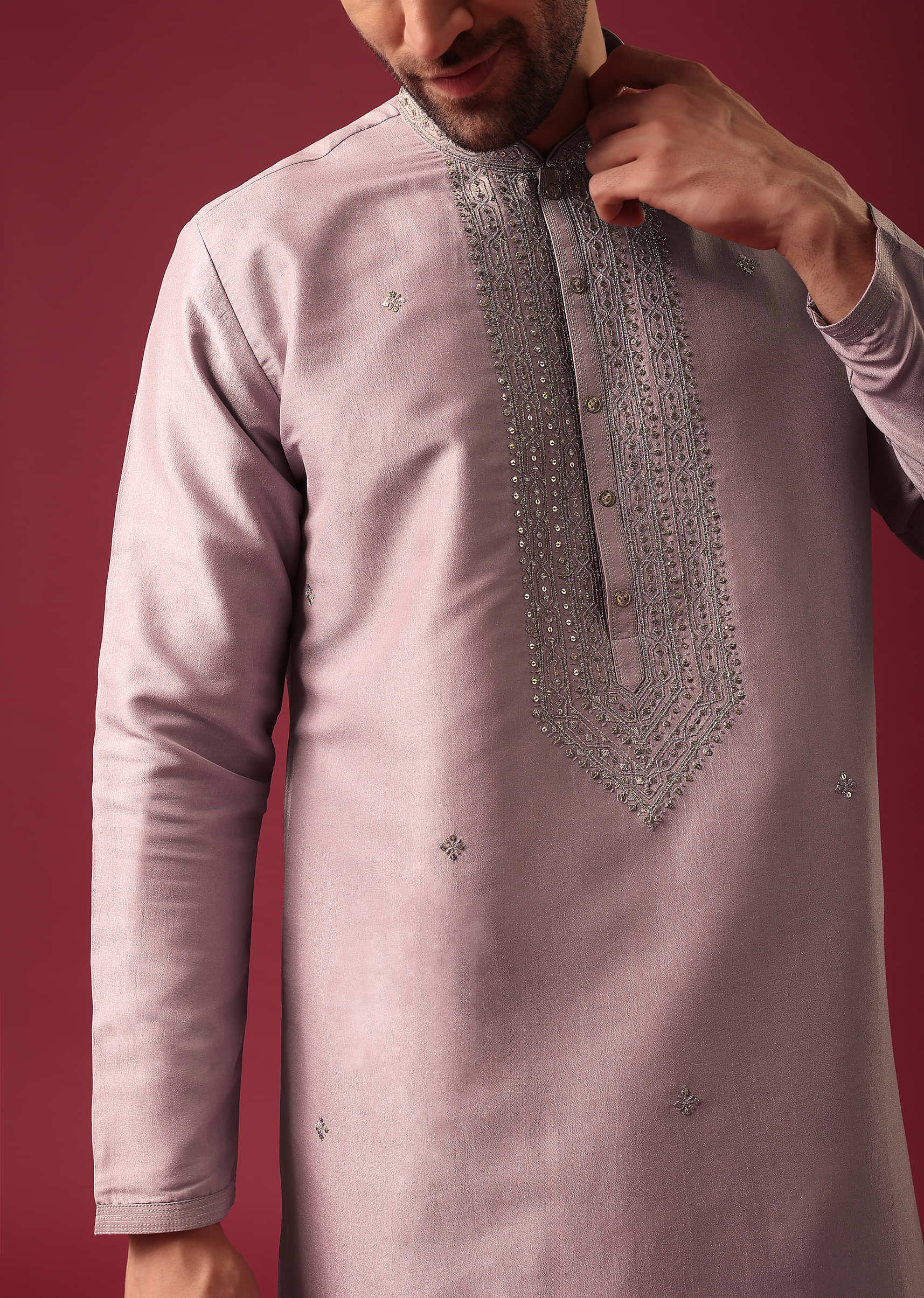 Buy Mauve Purple Chikankari Kurta Set In Rayon With Sequins Embroidery  KALKI Fashion India