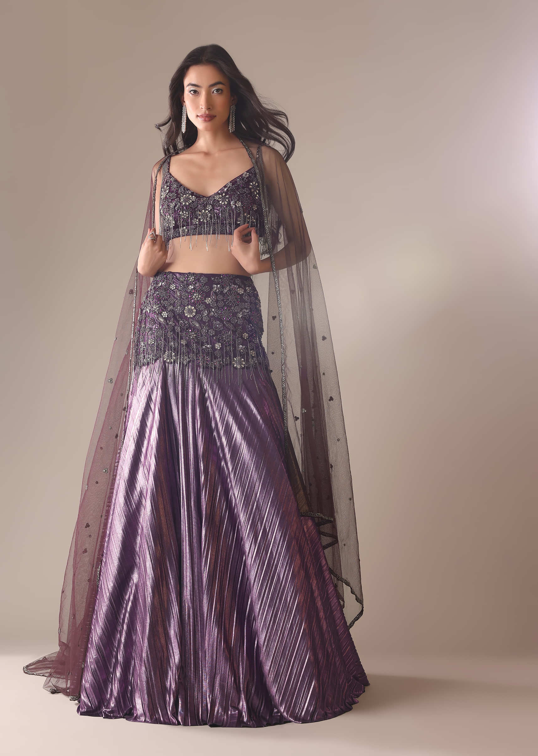 Buy Beautiful Purple Knitted Saree Shapewear Online.