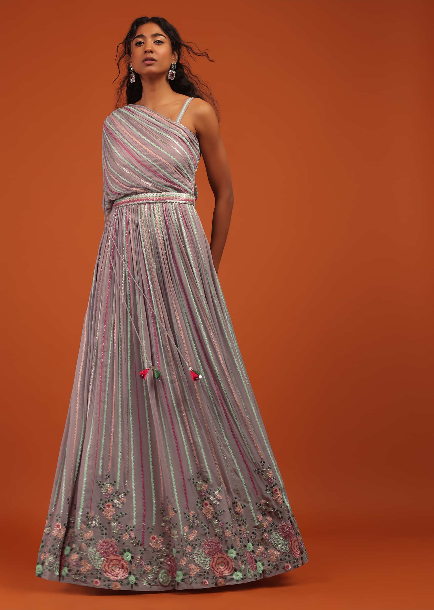 Party Wear Anarkali Digital Leaf Floral Printed Long Maxi Gowns Dress for  Women Gentle Wash