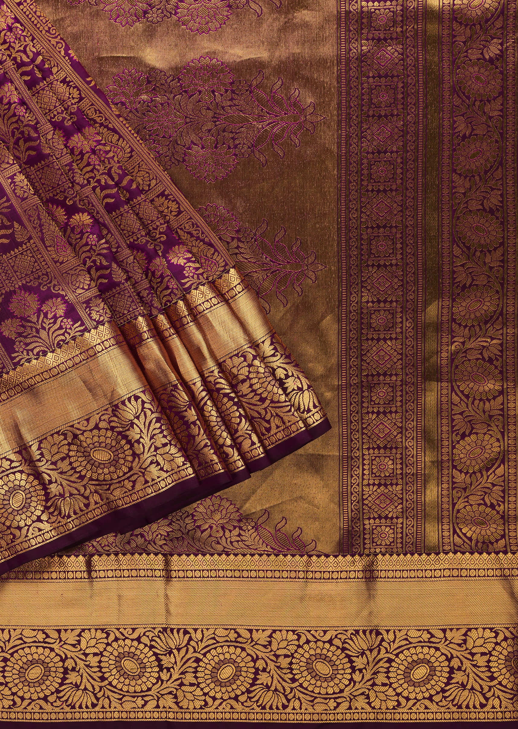 Violet Purple Kanjivaram Saree With Intricate Weave