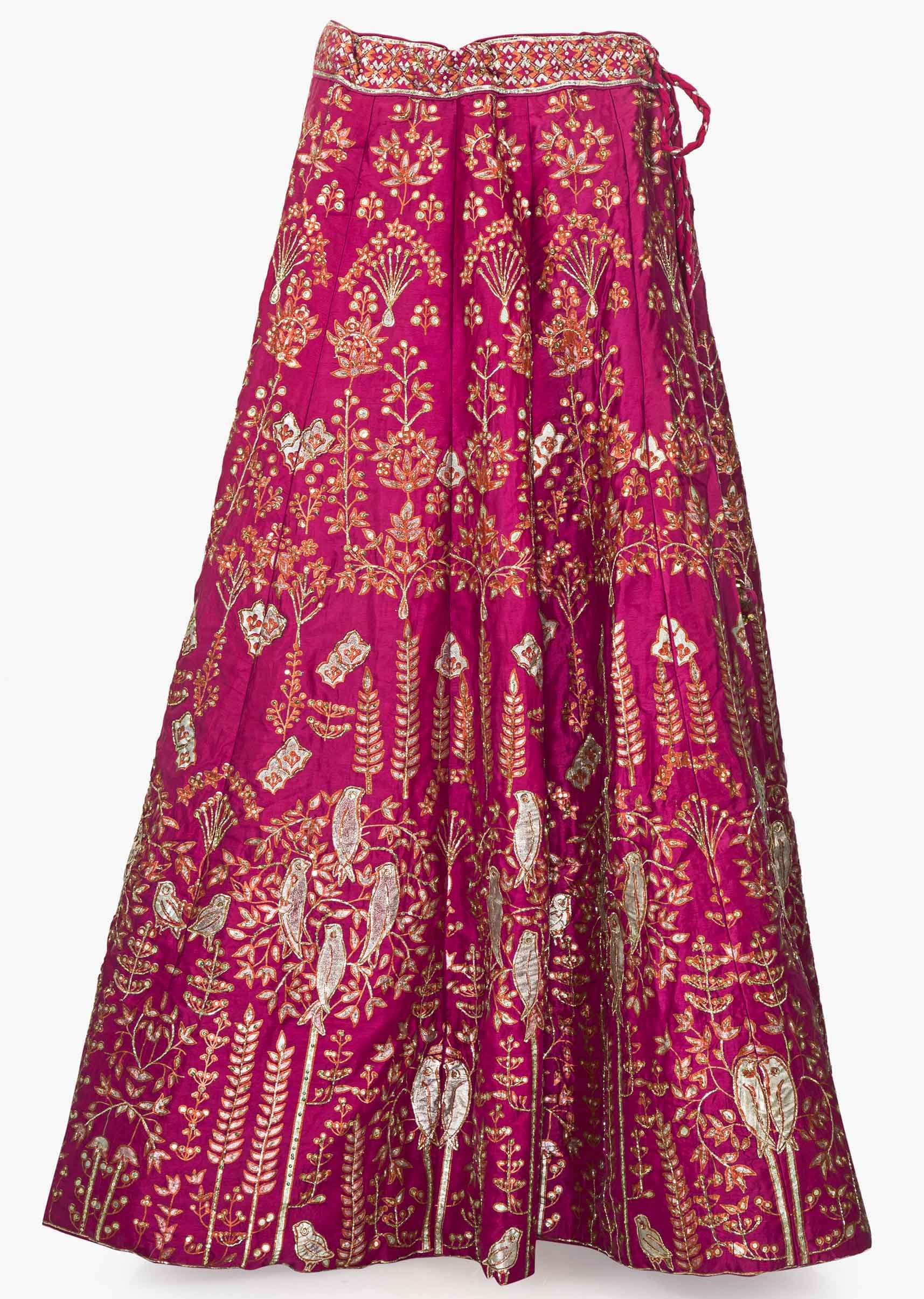 Rani pink lehenga in digital print and sequin work only on Kalki