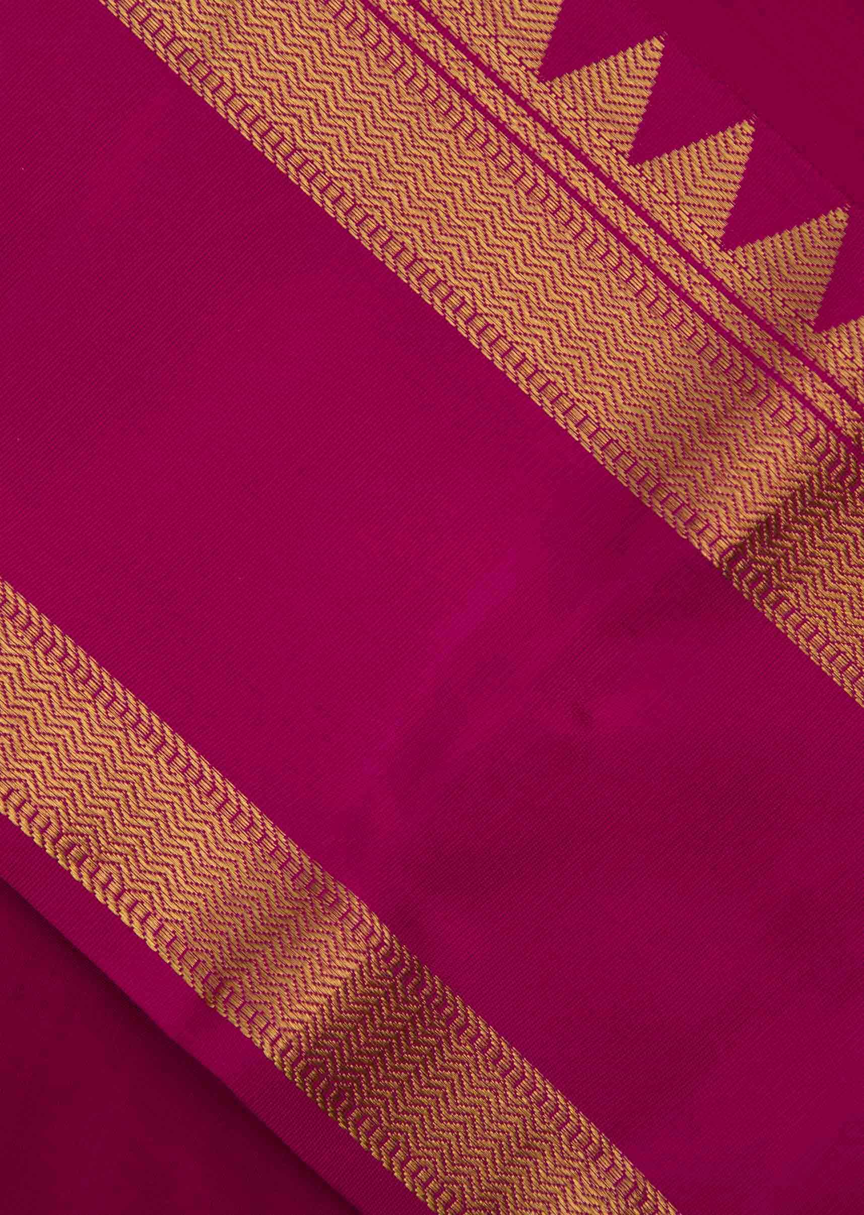 Rani pink plain chanderi silk saree