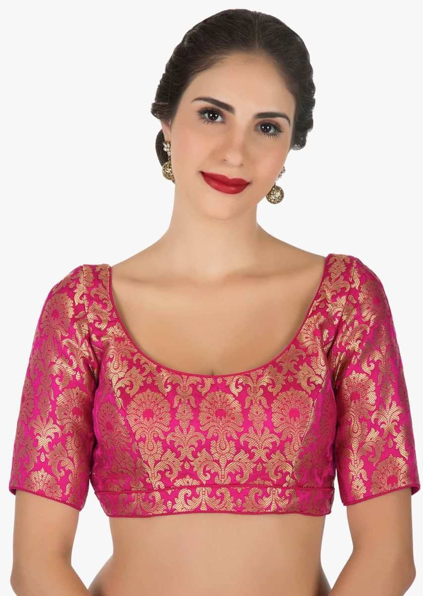 Rani Pink Blouse In Brocade Silk Online - Kalki Fashion