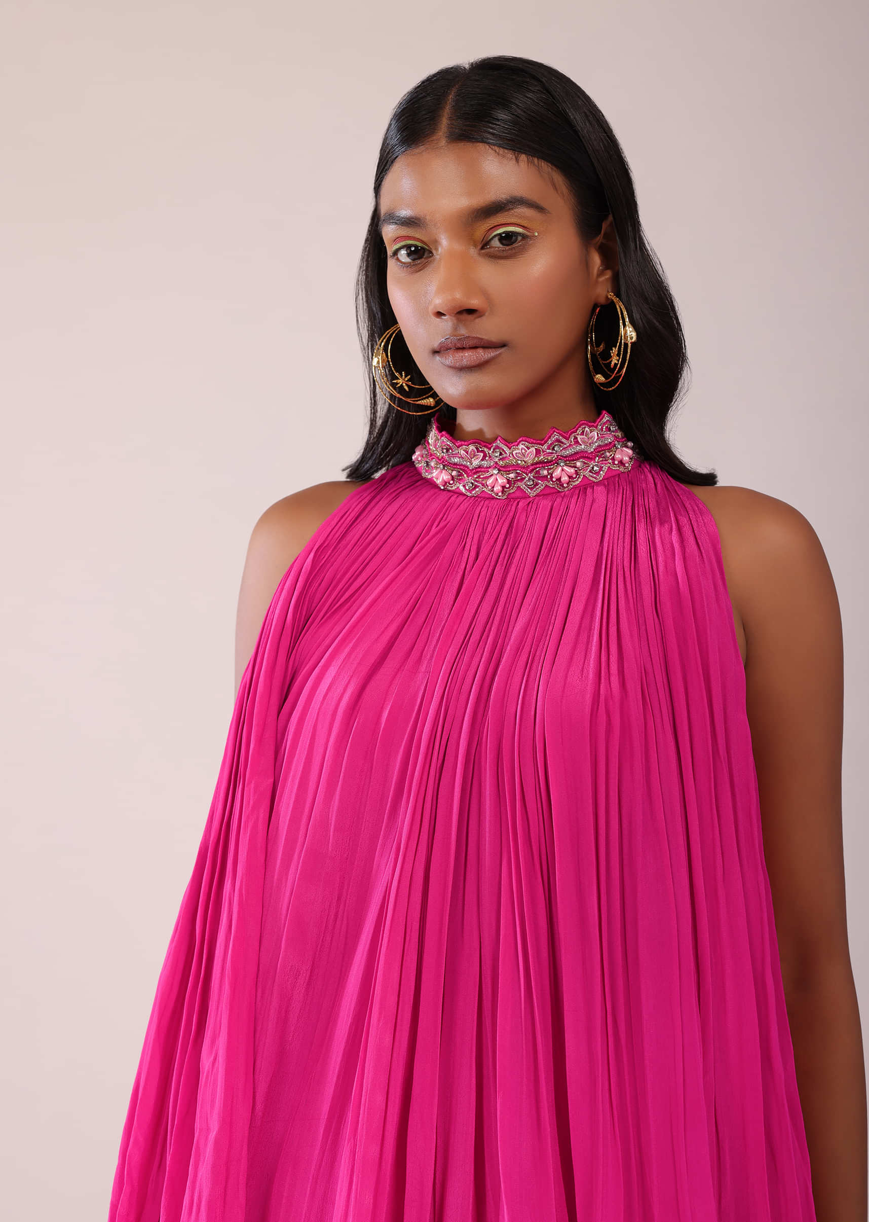 Buy Rani Pink Organza Palazzo And Corset Blouse Set With Floral
