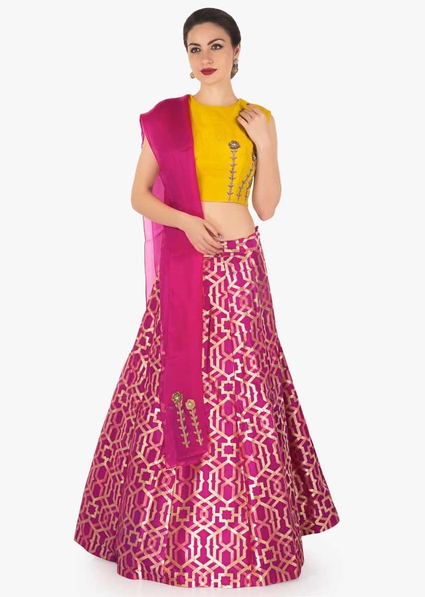 Pure Banarasi Silk Wedding Lehenga In Pink Mustard Color With Embroidery  Work Banarasi Lehenga Lehenga | centenariocat.upeu.edu.pe