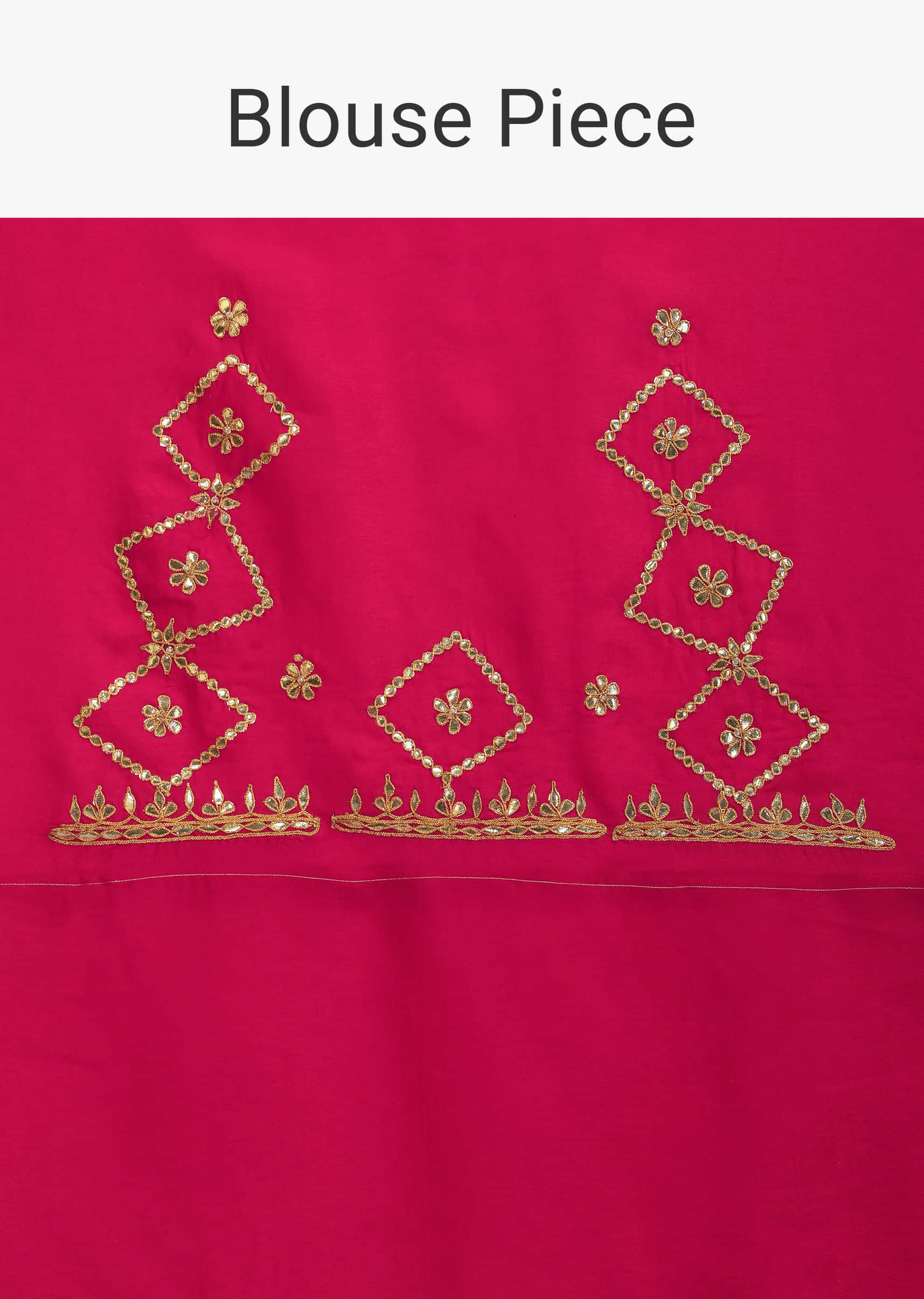 Rani Pink Saree In Silk With Brocade Geometric And Floral Design On The Pallu And Gotta Embroidery
