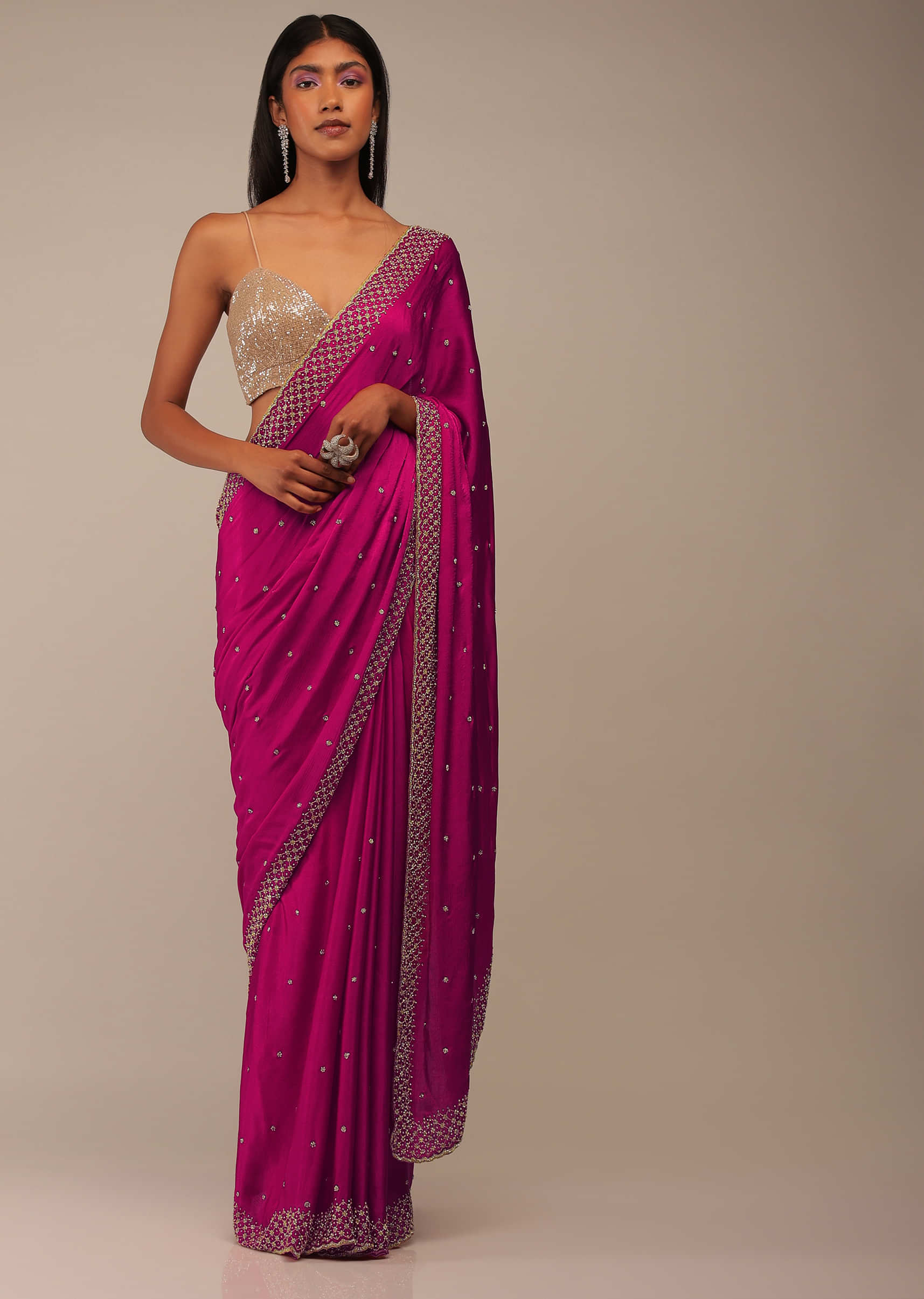 Buy Trendy Pink Silk Wedding Party Wear Saree | Wedding Sarees