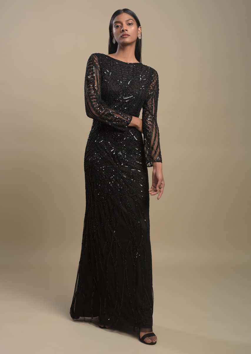 Shop Ethnovog Black Sequins Gown Party Wear Online at Best Price | Cbazaar-hkpdtq2012.edu.vn