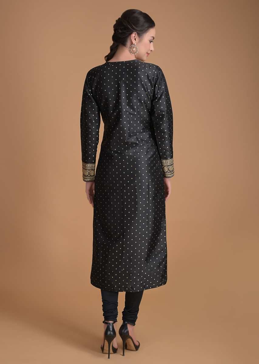 Raven Black Suit With Weaved Buttis And Sequins And Zari Embroidery  