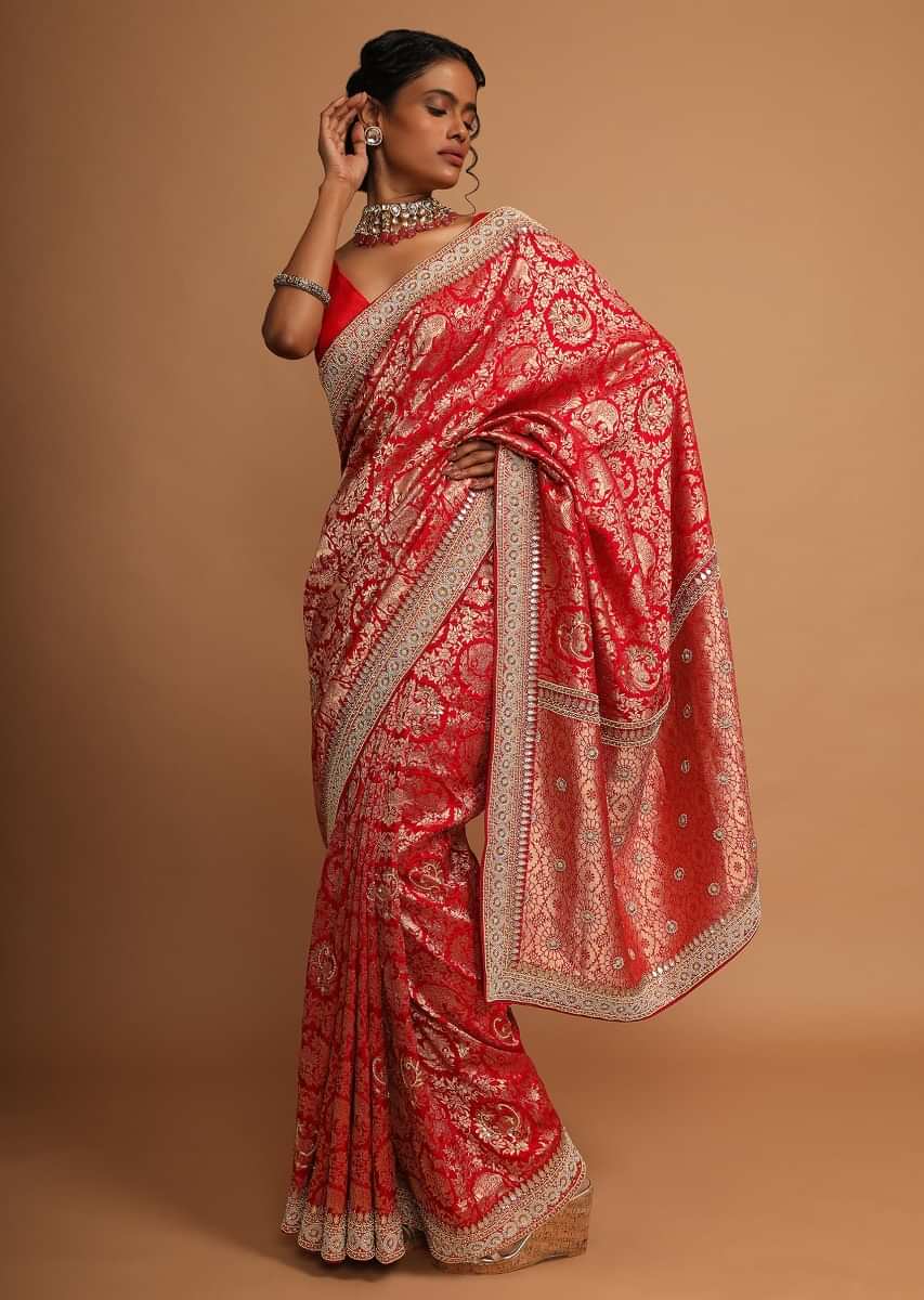 Banarasi Silk Green Bridal Saree – Sunasa