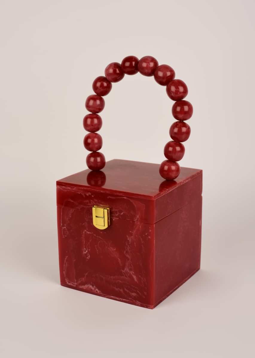 Customized Acrylic Box Clutch Bag | Marbled Acrylic Box Clutch | PrettyRobes White Marbled Clutch