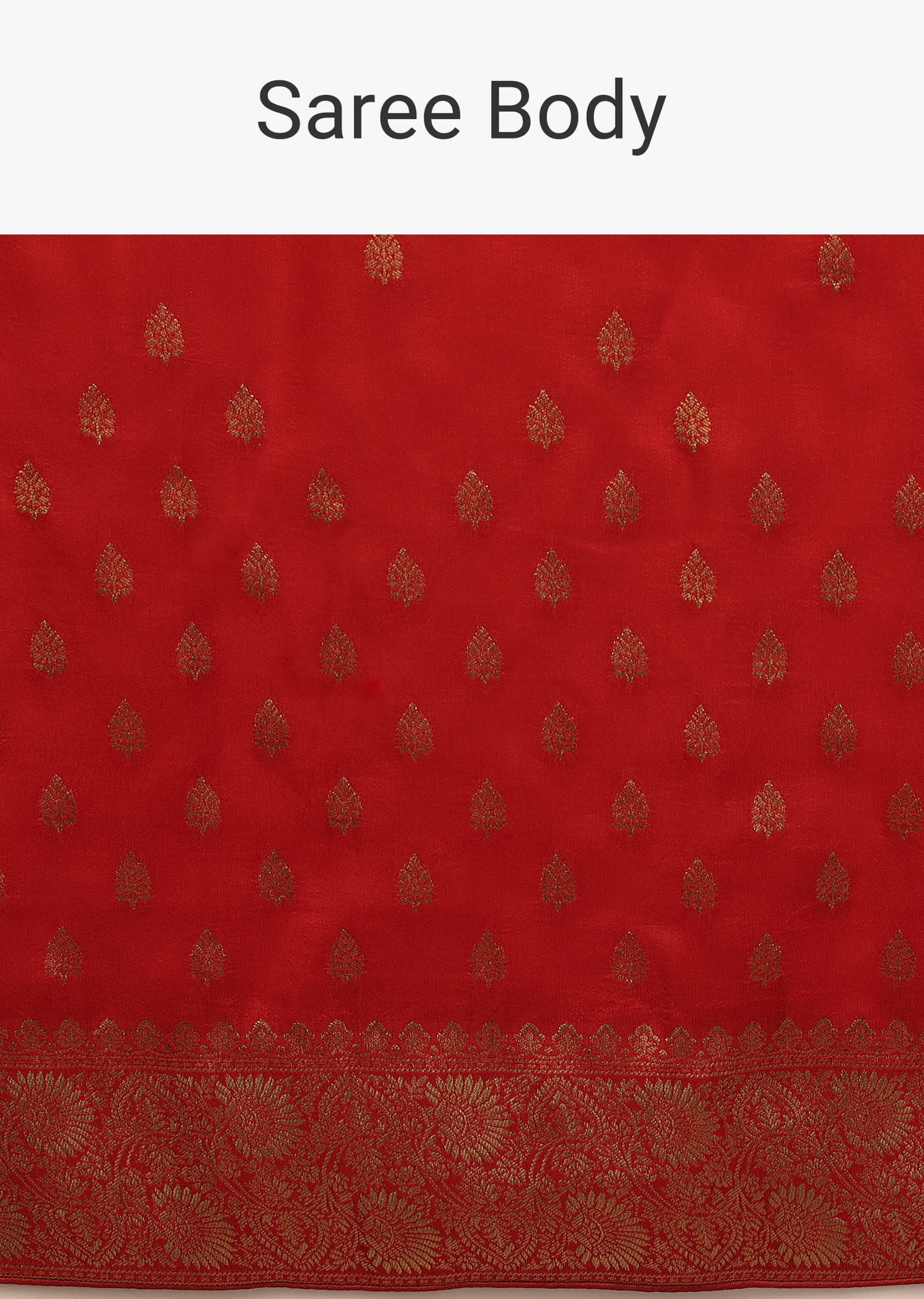 Fiery Red Saree In Dola Silk With Woven Leaf Buttis And Moroccan Weave On Pallu