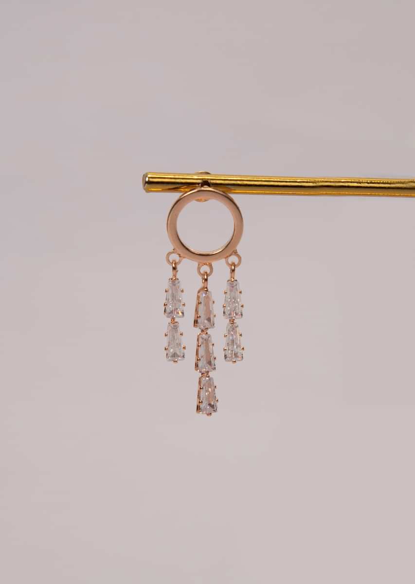 Rose gold drop earring with crystal drop