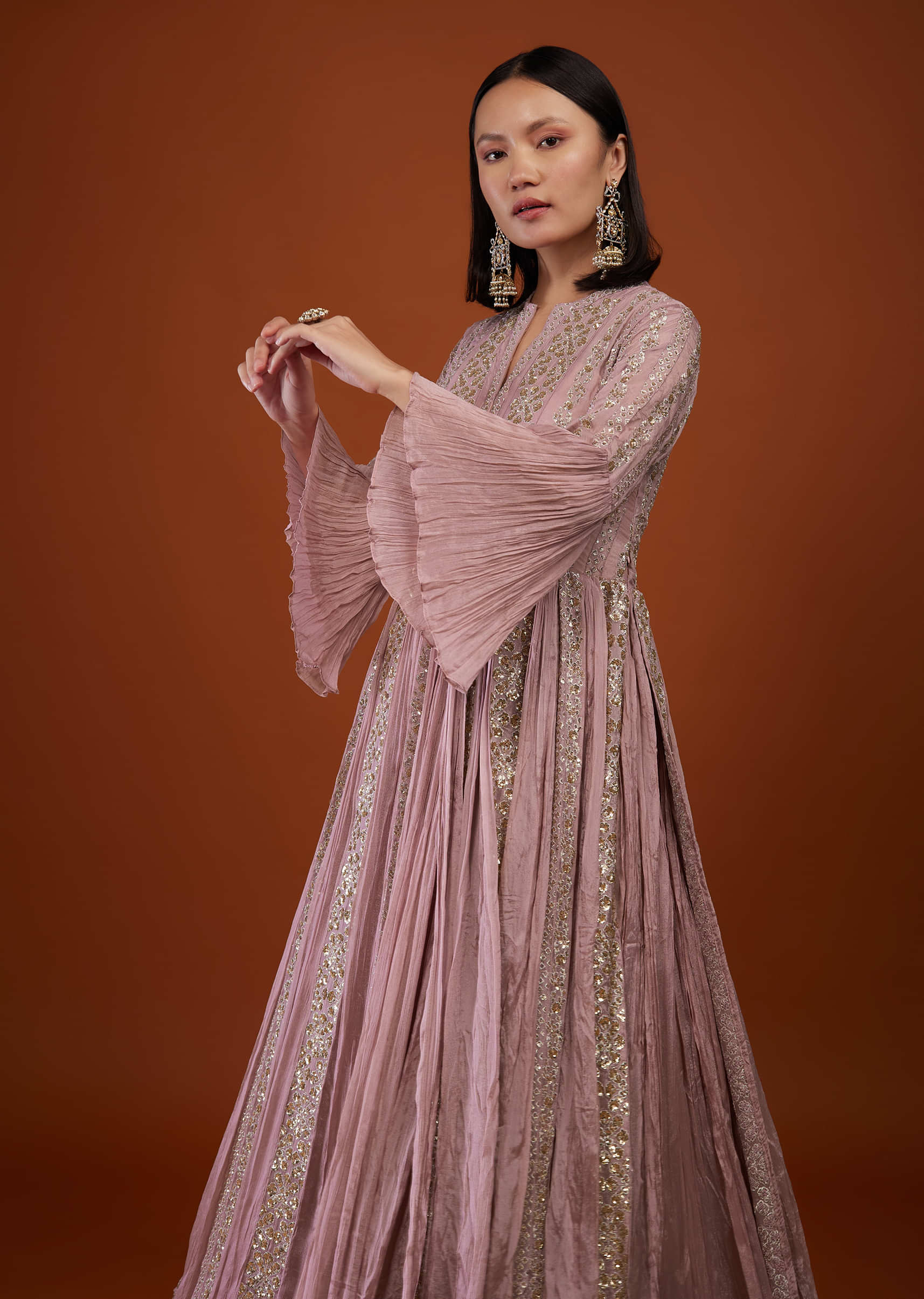 Rose Pink Anarkali Suit With Embroidery