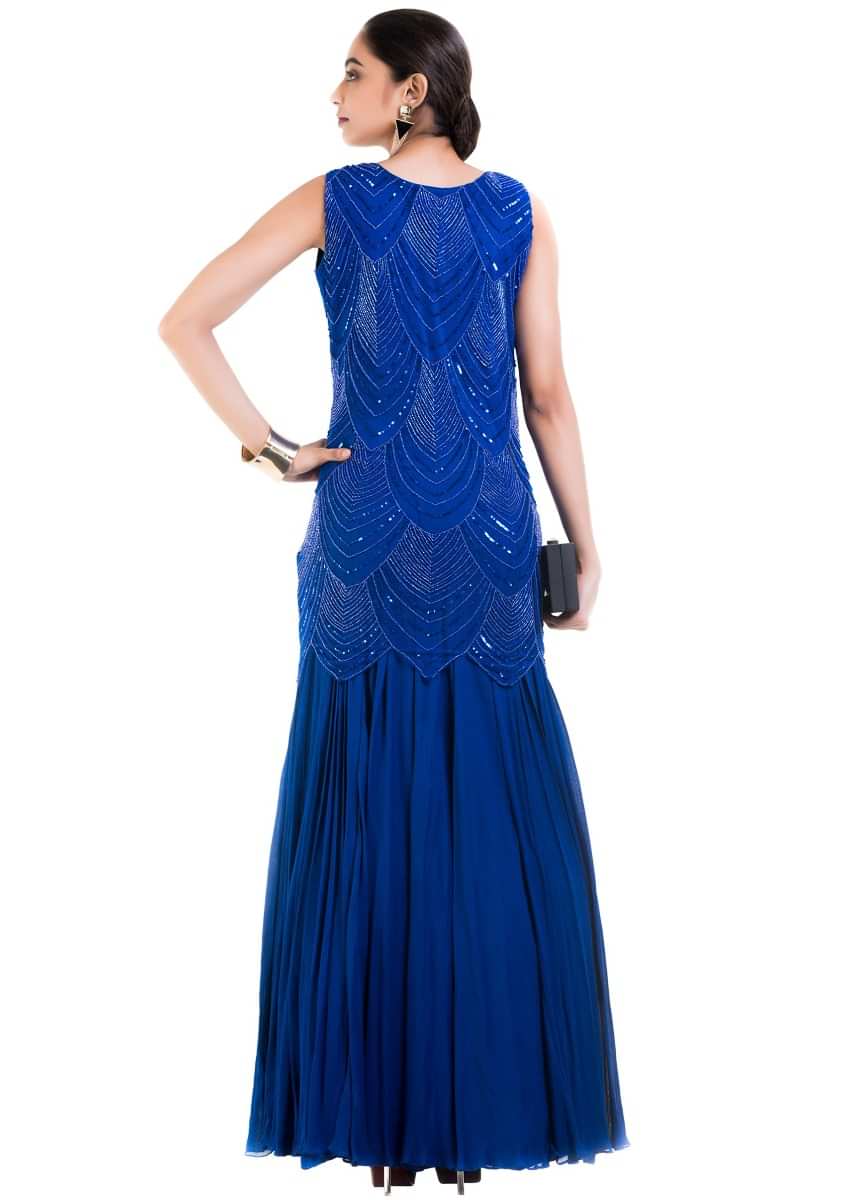 Royal Blue Sleeveless Long Gown