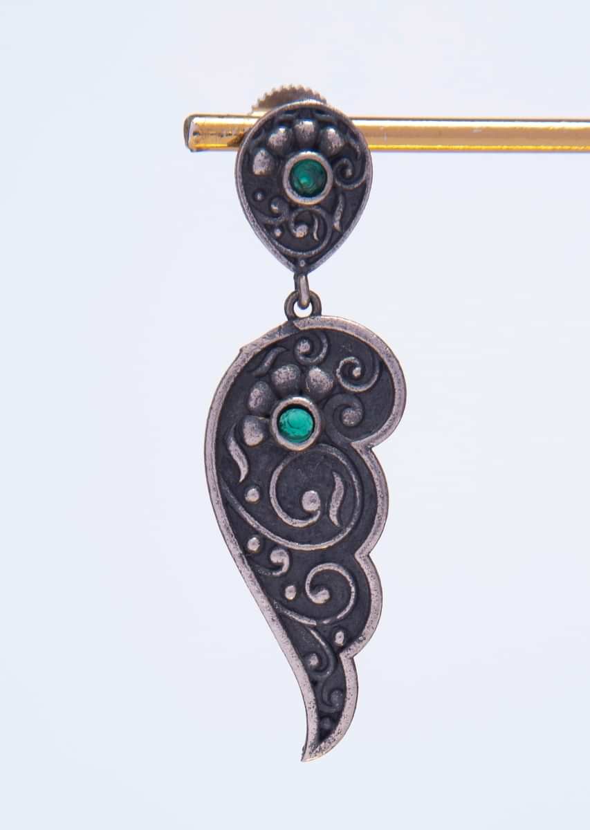 Self carved oxidizedsilver coated earring only on kalki