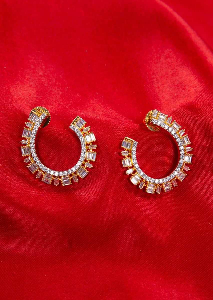 Semi circular hoops with buggle beads and stone only on kalki