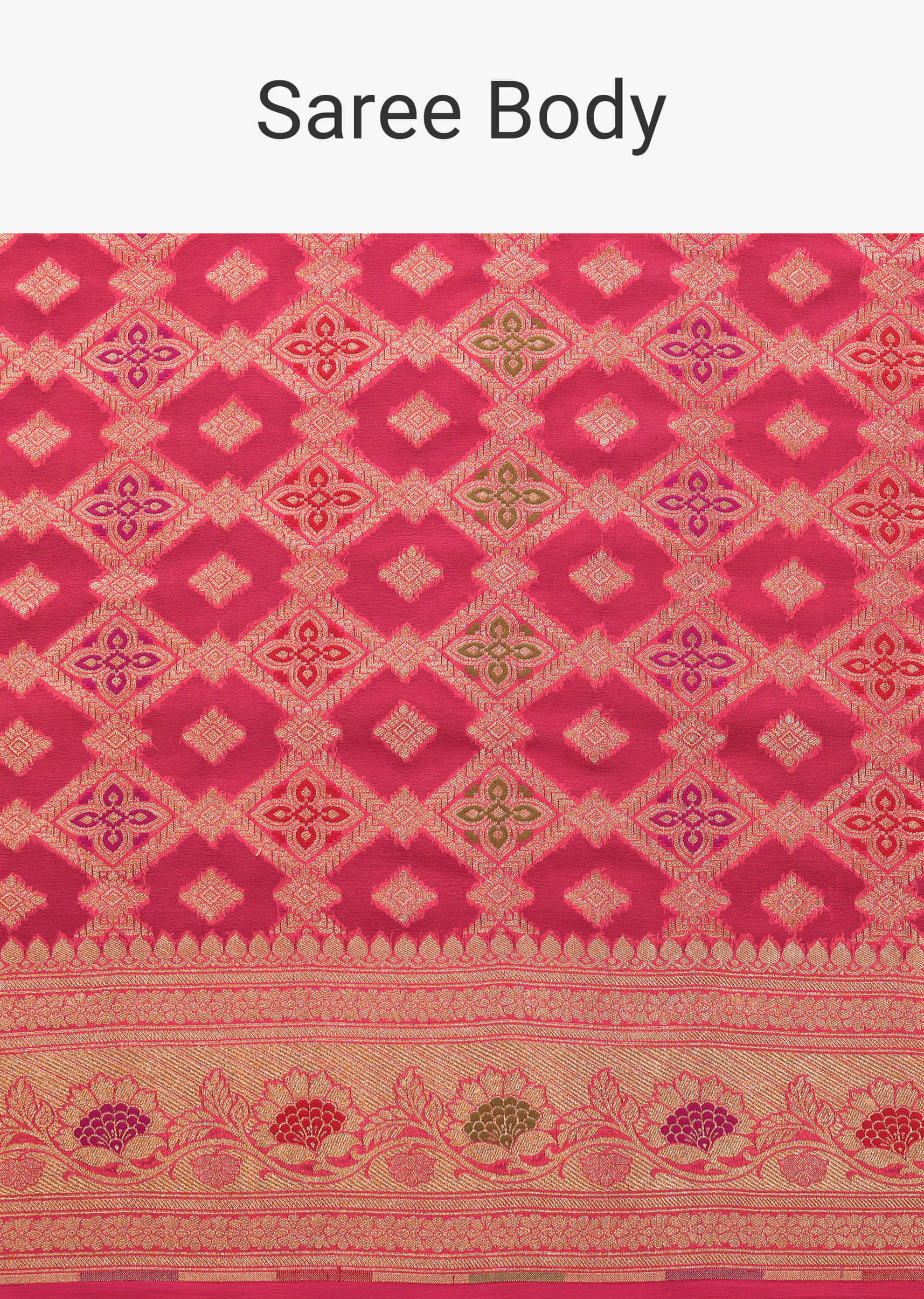 Hot Pink Woven Georgette Saree