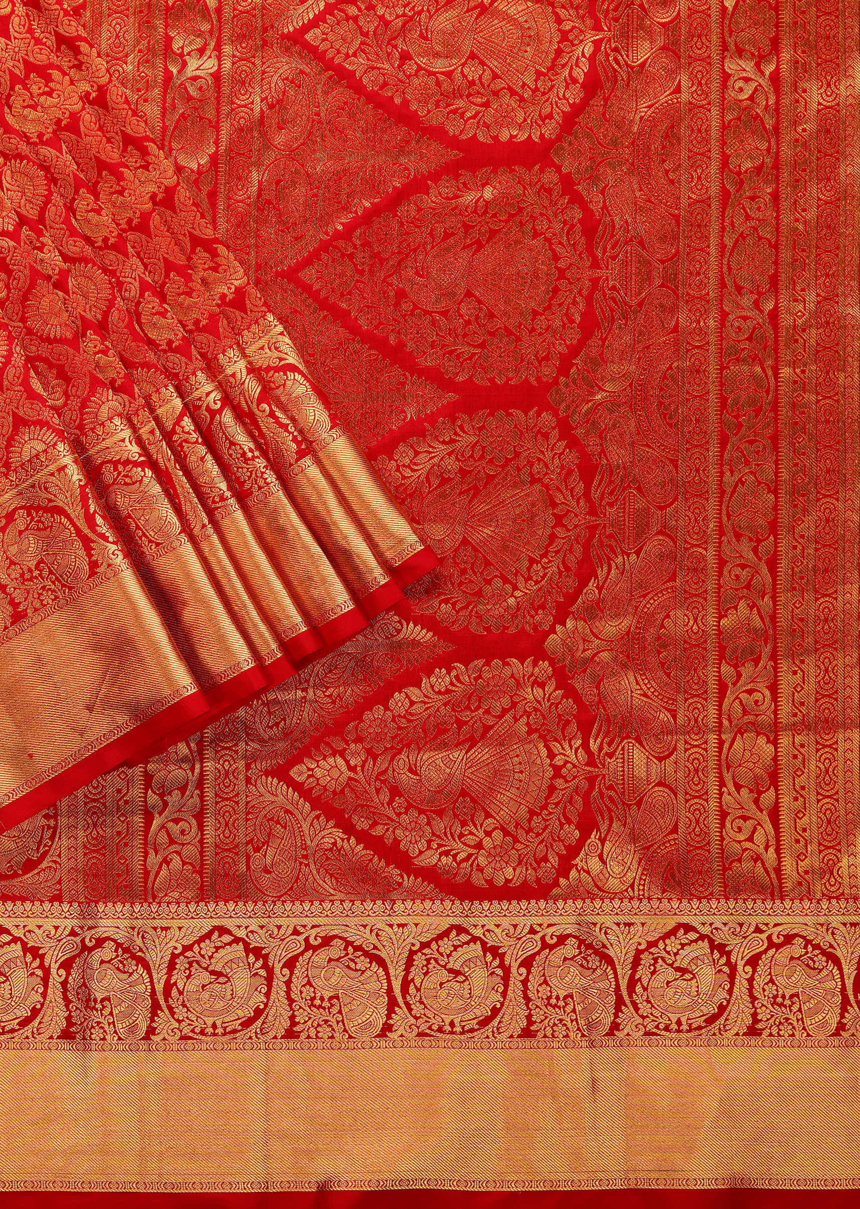 Fiery Red Zari Weave Kanjivaram Silk Saree