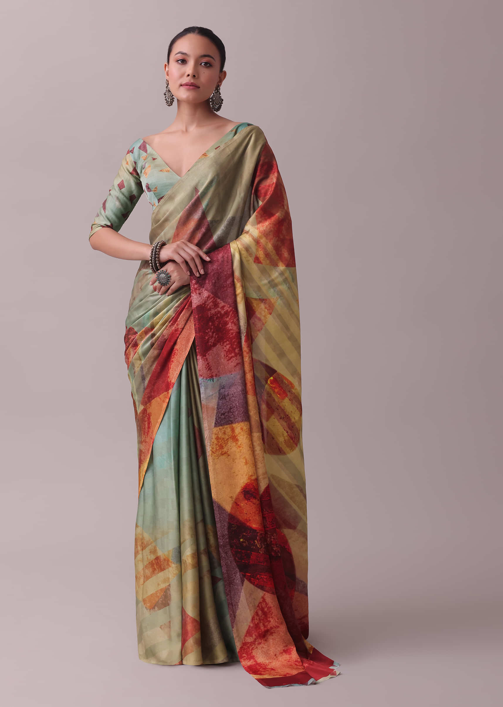 Buy Multi Colour Printed Saree Online : Mauritius -