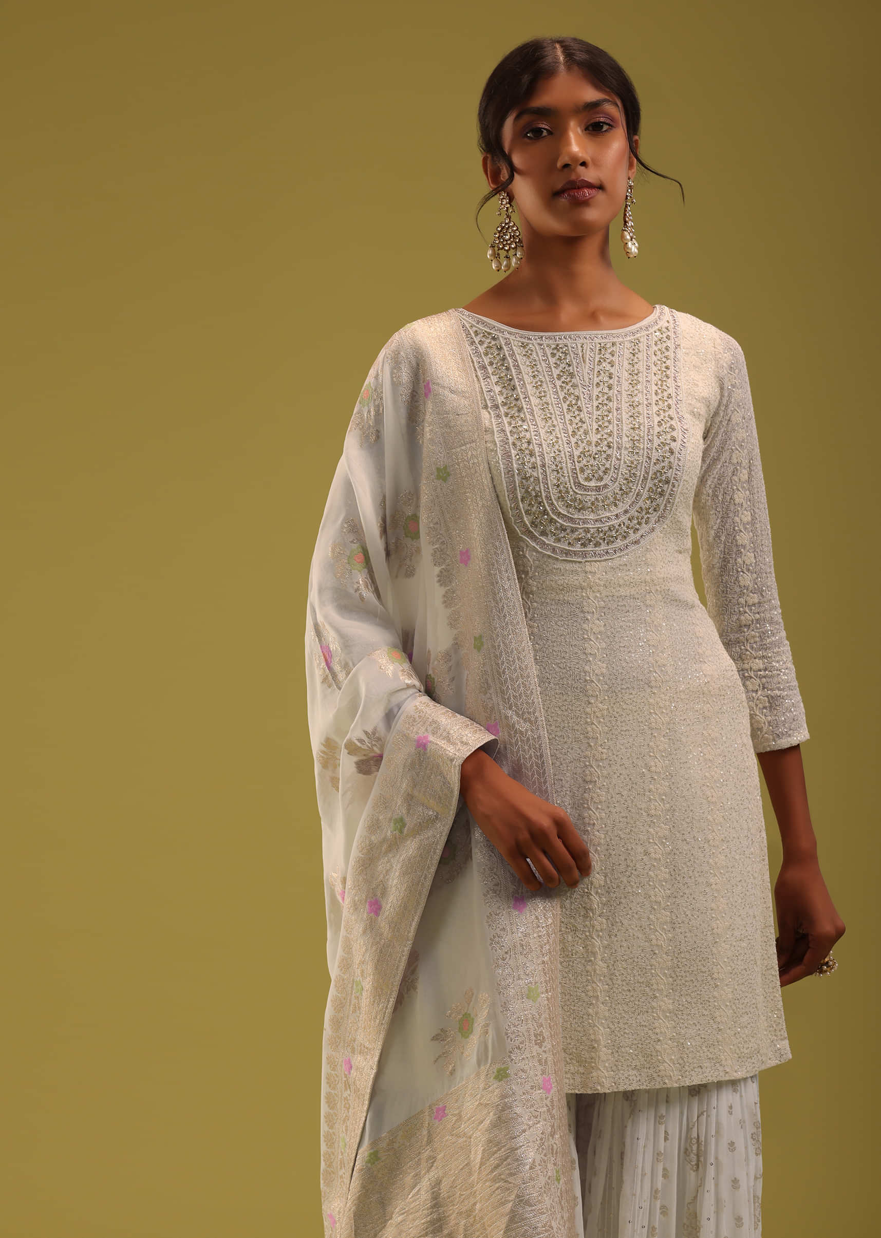 Buy Lakhnavi Fabrics Women's White Casual Lucknowi Chikan Kurta at Amazon.in